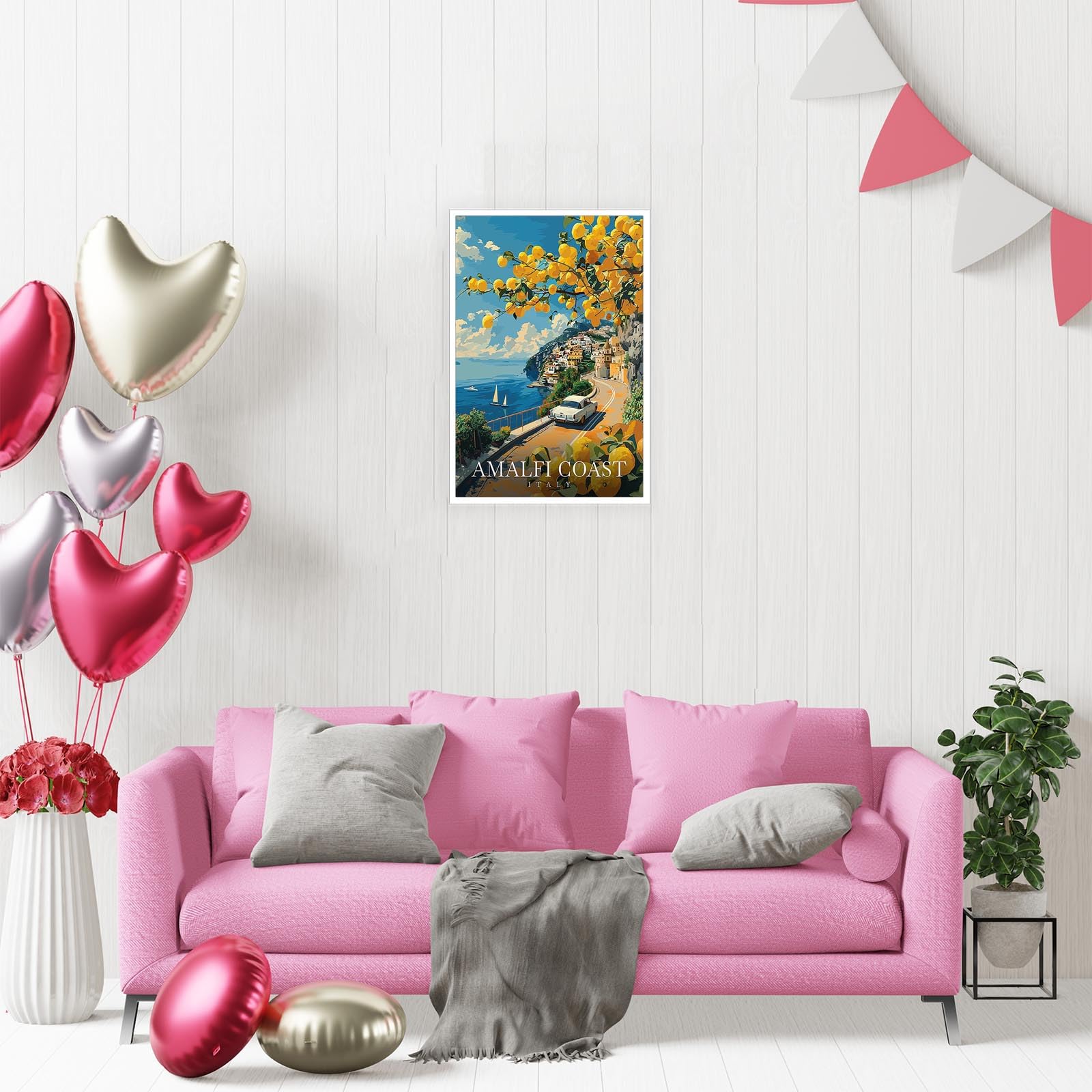 Foto 4 pulgar | Póster Decorativo Vintage Con Paisajes De La Costa De Amalfi, Italia Retro - Venta Internacional.