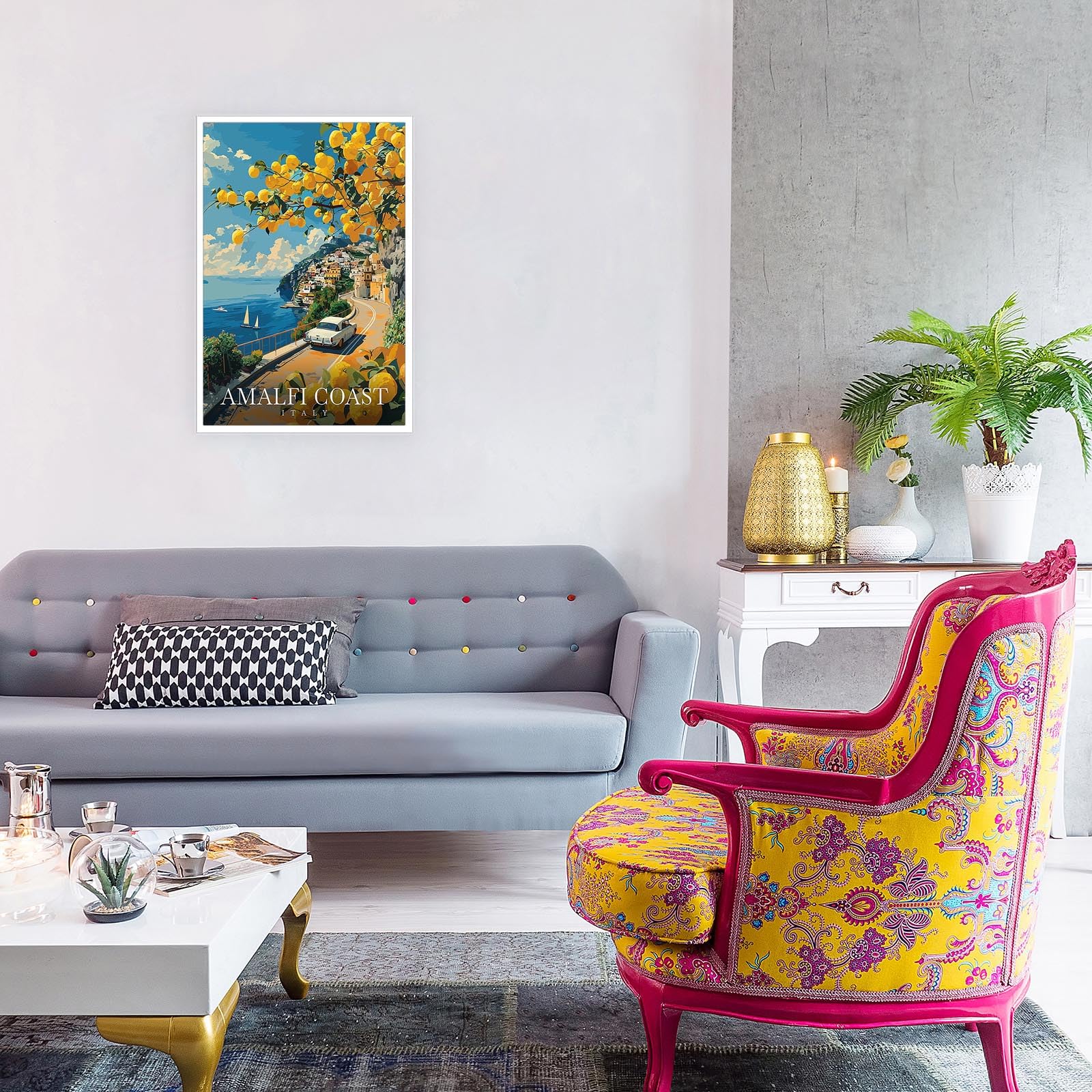 Foto 7 pulgar | Póster Decorativo Vintage Con Paisajes De La Costa De Amalfi, Italia Retro - Venta Internacional.