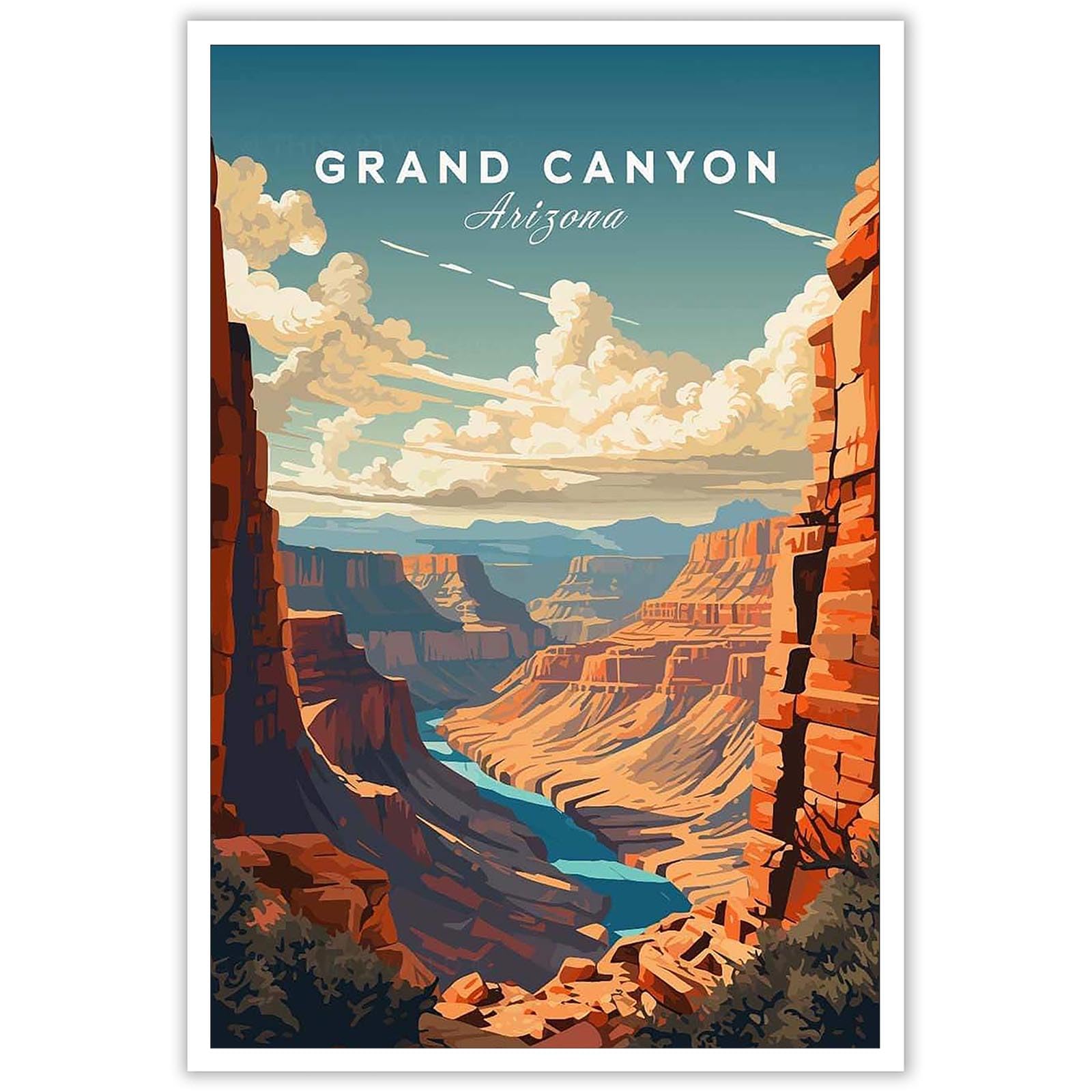 Póster De Lienzo Vintage Con Paisajes Del Gran Cañón, 40 X 60 Cm, Sin Marco - Venta Internacional.