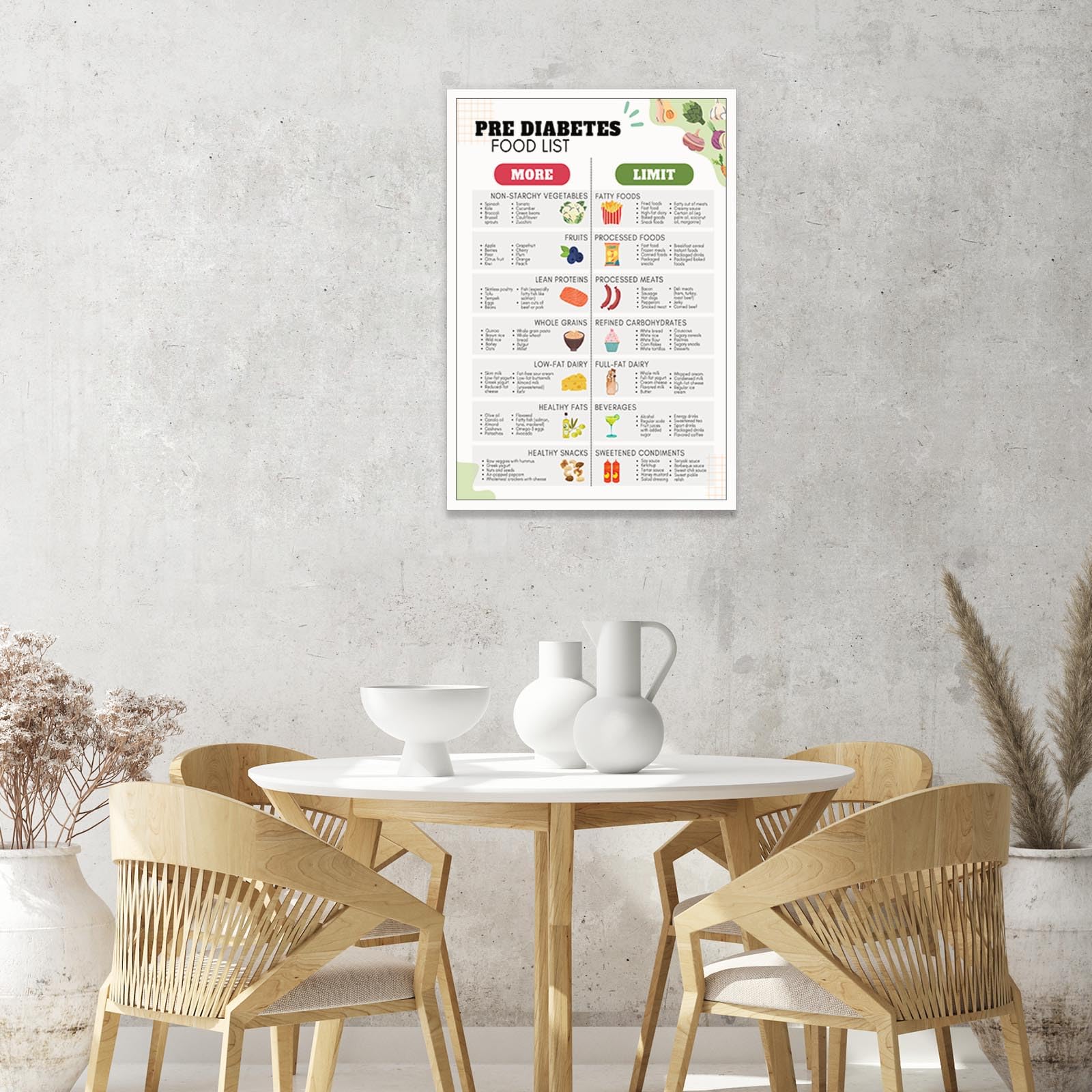 Foto 3 pulgar | Póster Con Lista De Alimentos Para Prediabéticos, Dieta Para Diabéticos Tipo 2, 40 X 60 Cm - Venta Internacional.