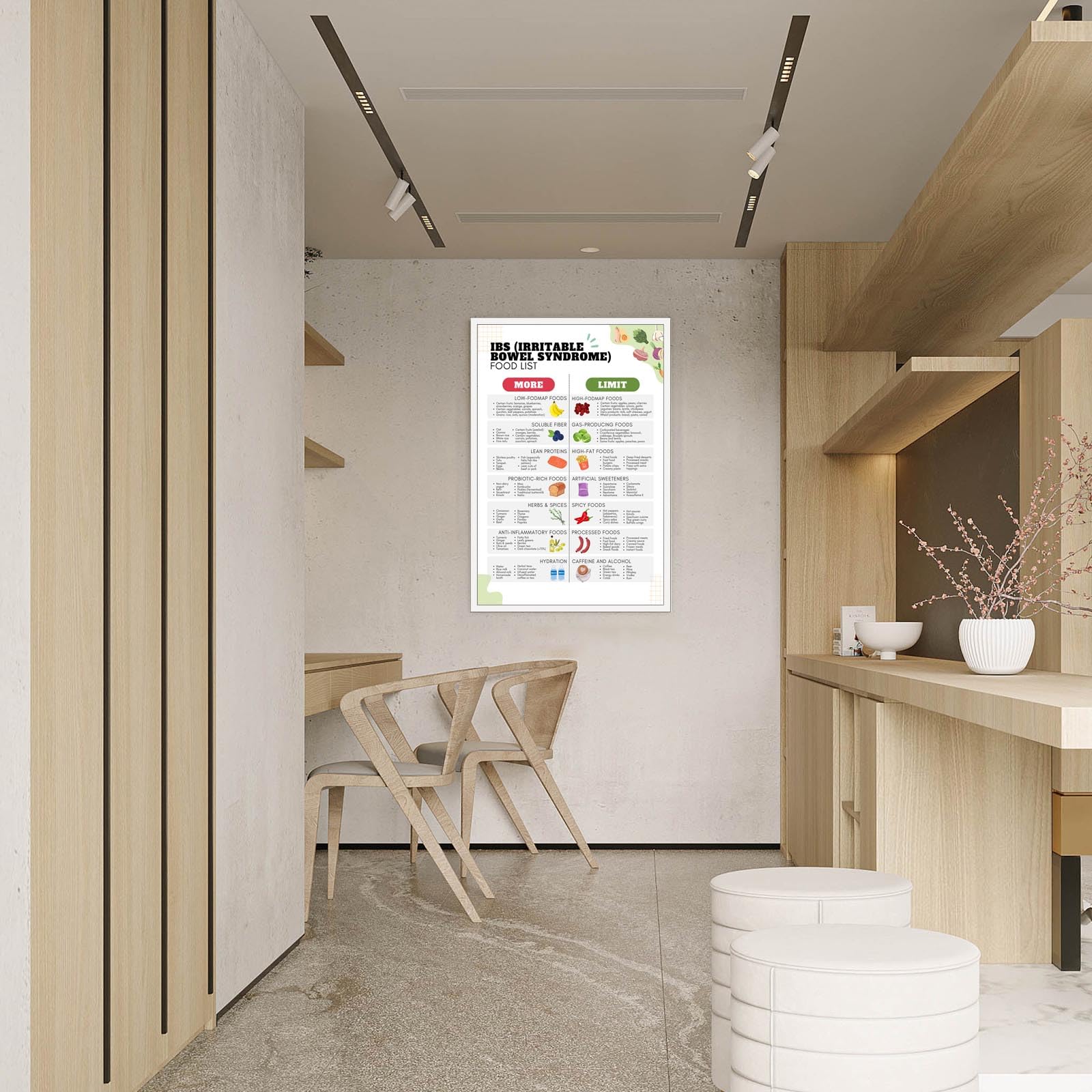 Foto 7 | Pósteres Sobre Lienzo Para Pared, Lista De Alimentos, Ibs Nutrient Pairing, 40 X 60 Cm - Venta Internacional.
