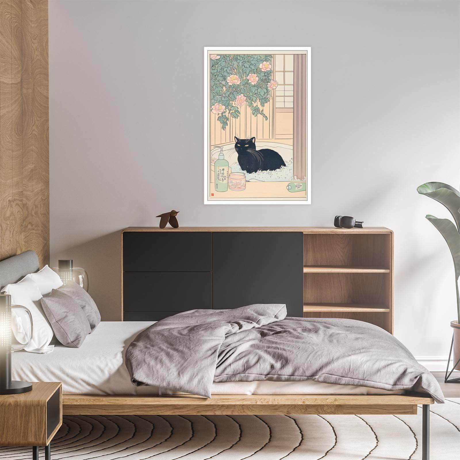 Foto 8 pulgar | Lienzo Decorativo Para Pared Con Gato Negro Japonés, 40 X 60 Cm, Sin Marco - Venta Internacional.