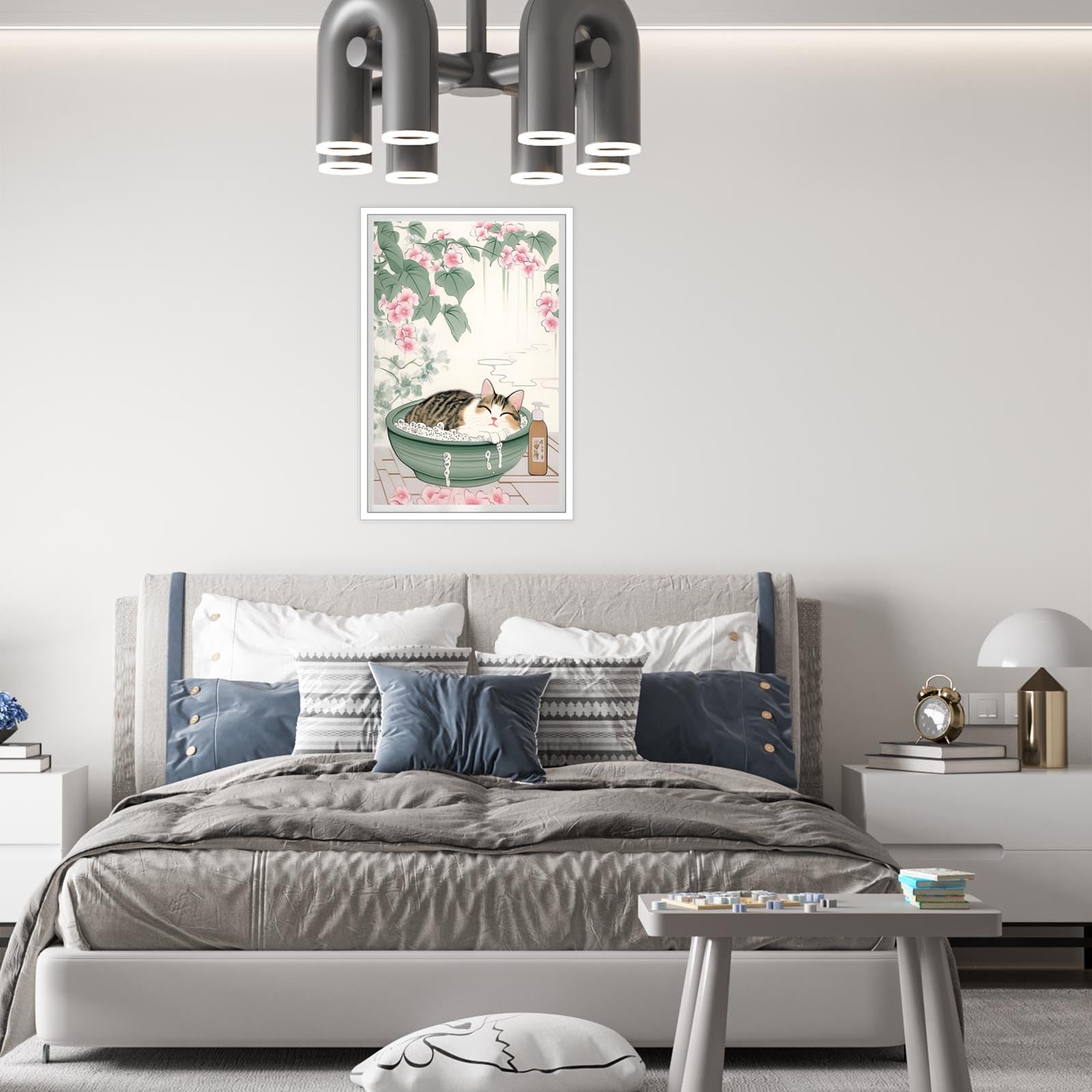 Foto 6 pulgar | Lienzo Decorativo Japonés Con Bonito Gato En La Bañera, 40 X 60 Cm - Venta Internacional.