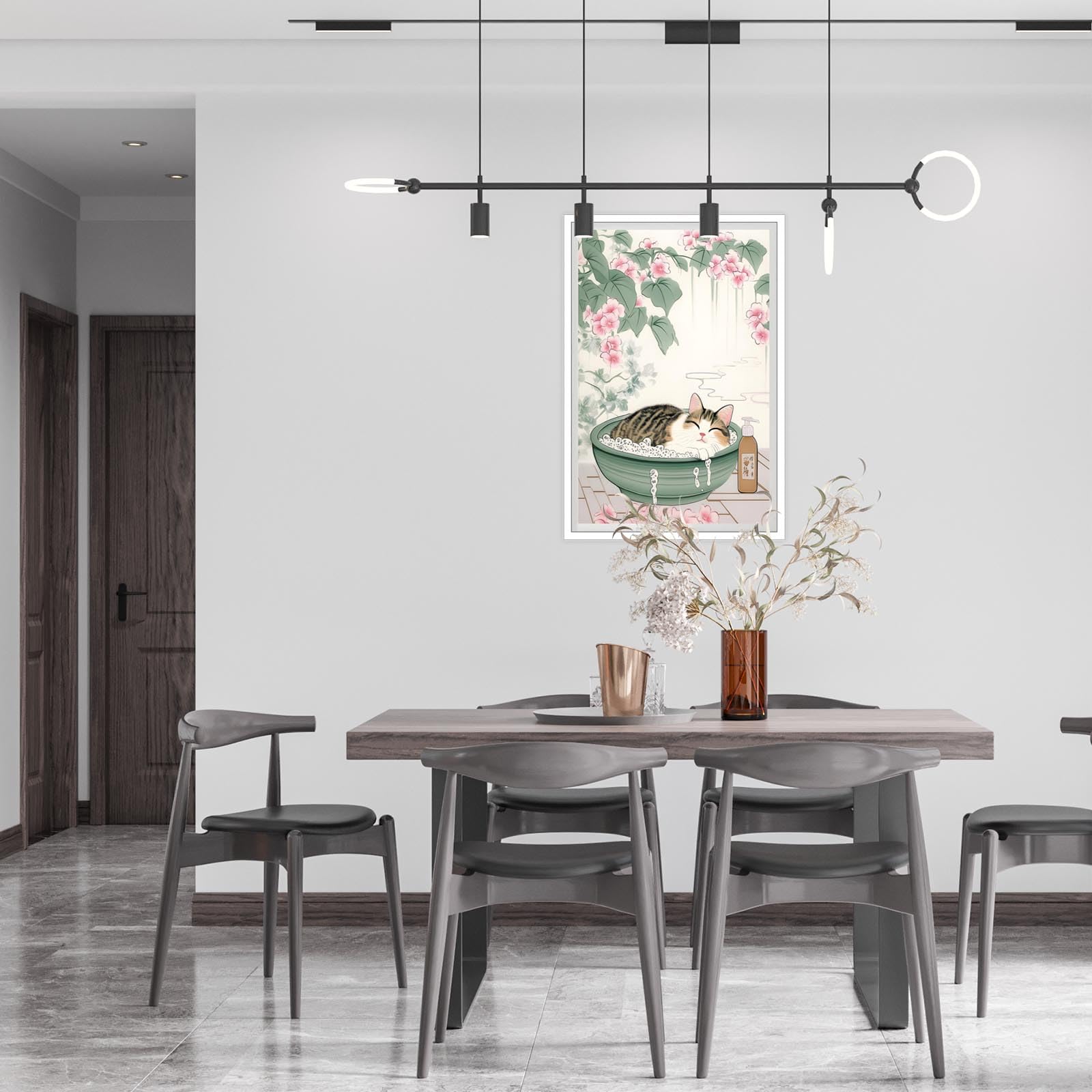 Foto 8 pulgar | Lienzo Decorativo Japonés Con Bonito Gato En La Bañera, 40 X 60 Cm - Venta Internacional.