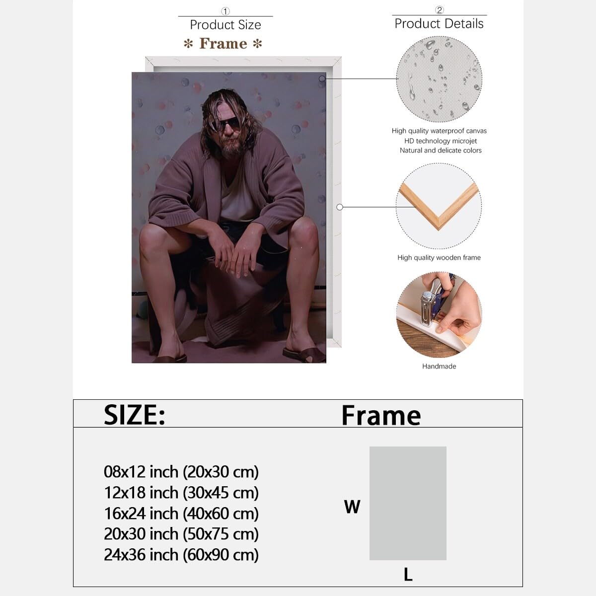 Foto 3 pulgar | Póster Decorativo Para Pared Con Película Para Baño, The Big Lebowski, Vintage 90s - Venta Internacional.