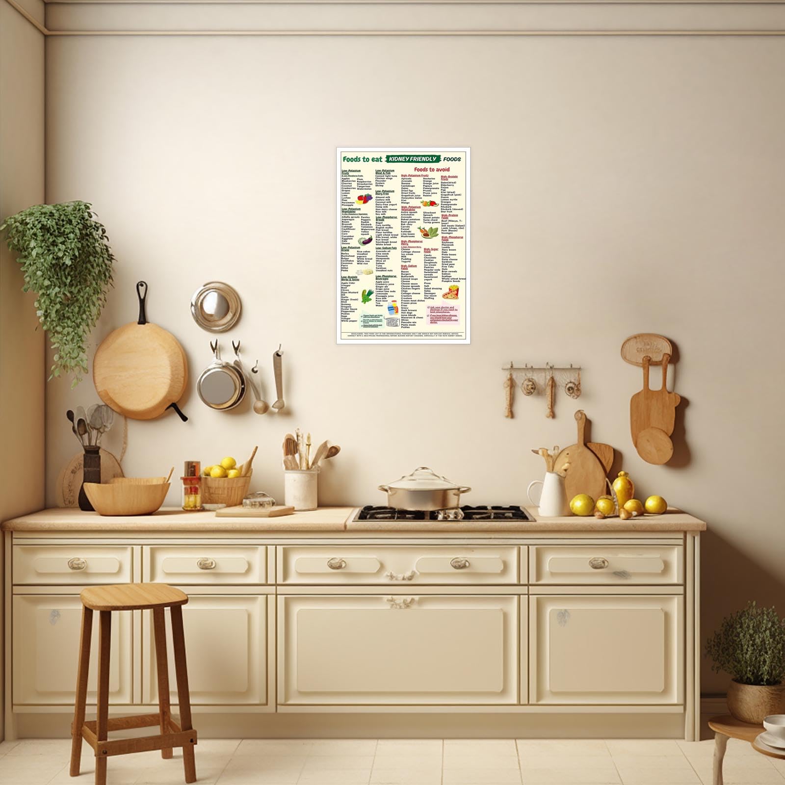 Foto 4 pulgar | Póster Sobre Lienzo Para Pared Con La Lista De Alimentos De Kidney Awareness, 40 X 60 Cm - Venta Internacional.