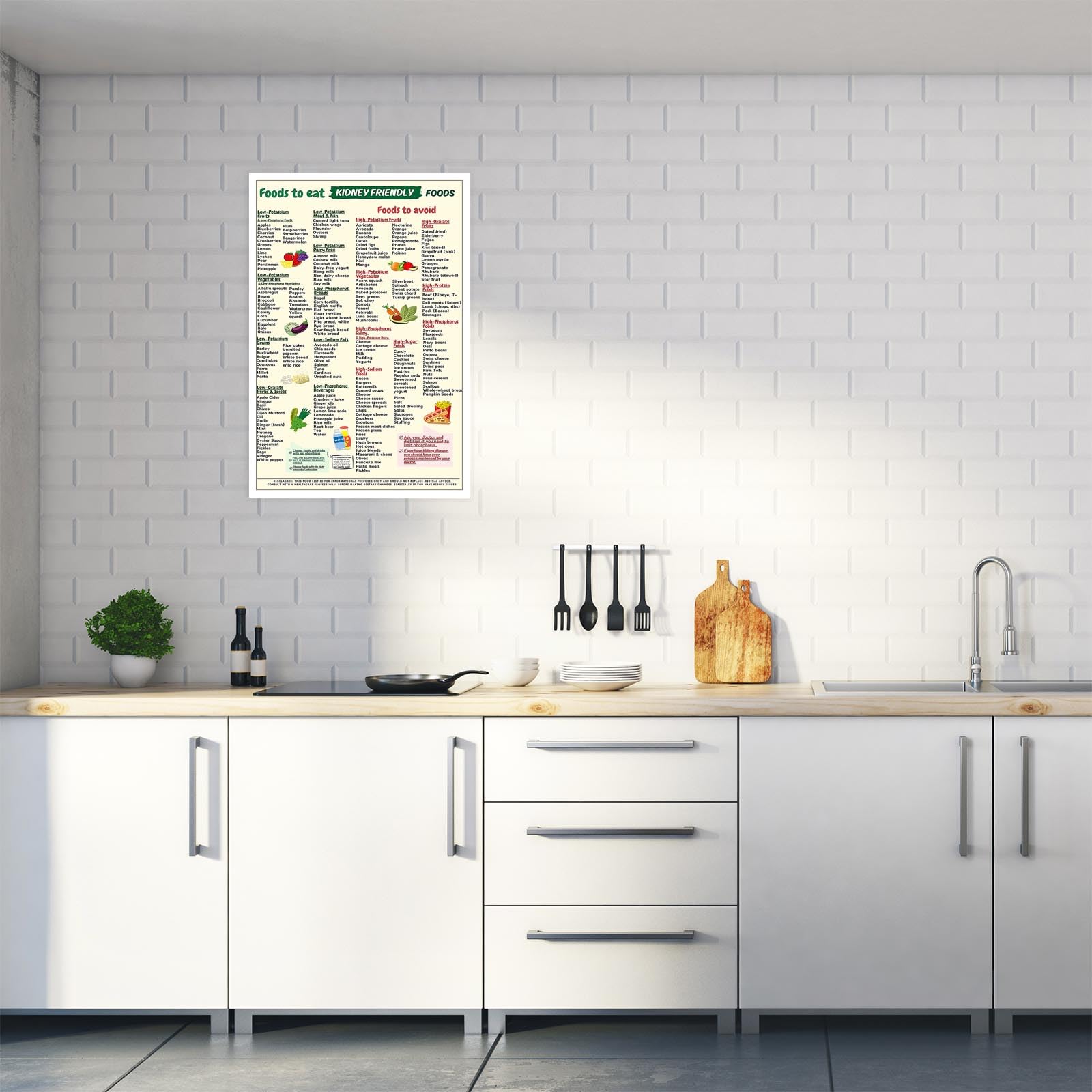 Foto 4 | Póster Sobre Lienzo Para Pared Con La Lista De Alimentos De Kidney Awareness, 40 X 60 Cm - Venta Internacional.