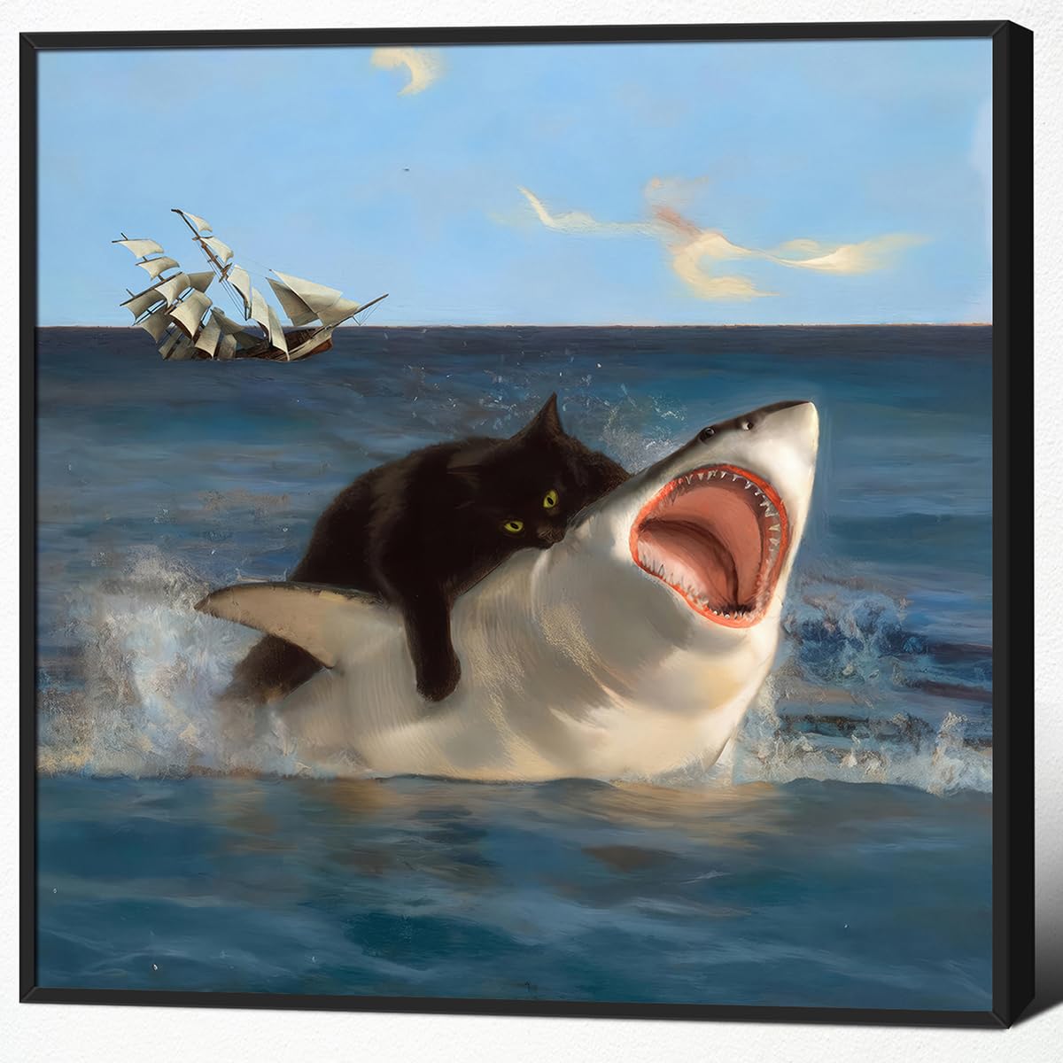 Foto 2 pulgar | Póster Mural Con Meme De Gato Gordo Contra Tiburón Y Gato Negro Contra Pulpo - Venta Internacional.