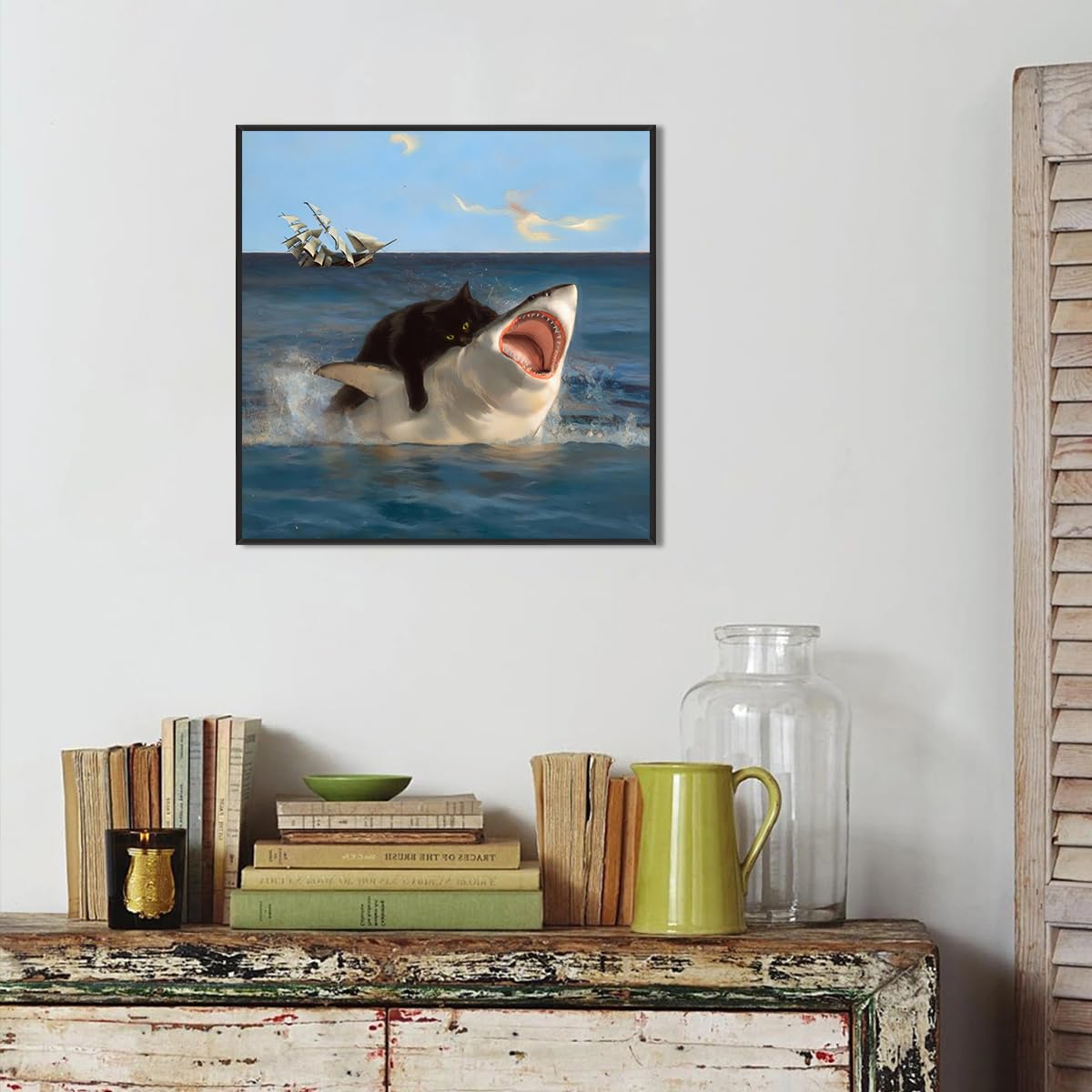 Foto 5 pulgar | Póster Mural Con Meme De Gato Gordo Contra Tiburón Y Gato Negro Contra Pulpo - Venta Internacional.