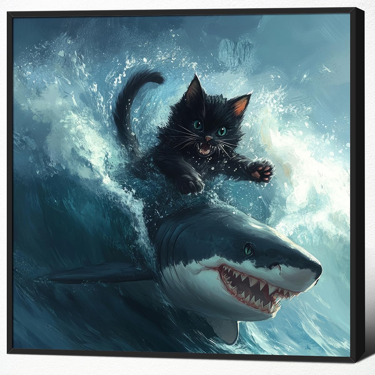 Foto 2 pulgar | Póster Mural Con Meme De Gato Gordo Contra Tiburón Y Gato Negro Contra Pulpo - Venta Internacional.