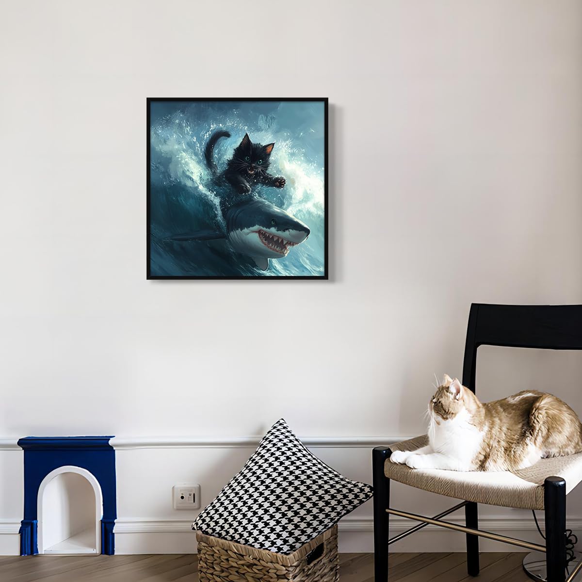 Foto 4 pulgar | Póster Mural Con Meme De Gato Gordo Contra Tiburón Y Gato Negro Contra Pulpo - Venta Internacional.