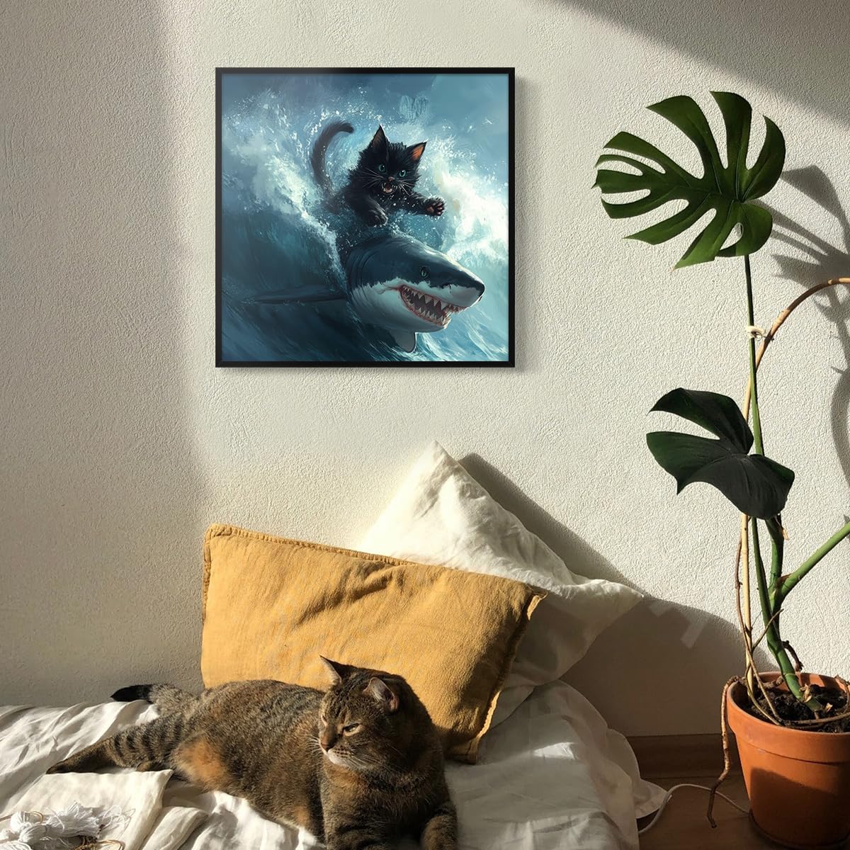 Foto 7 pulgar | Póster Mural Con Meme De Gato Gordo Contra Tiburón Y Gato Negro Contra Pulpo - Venta Internacional.