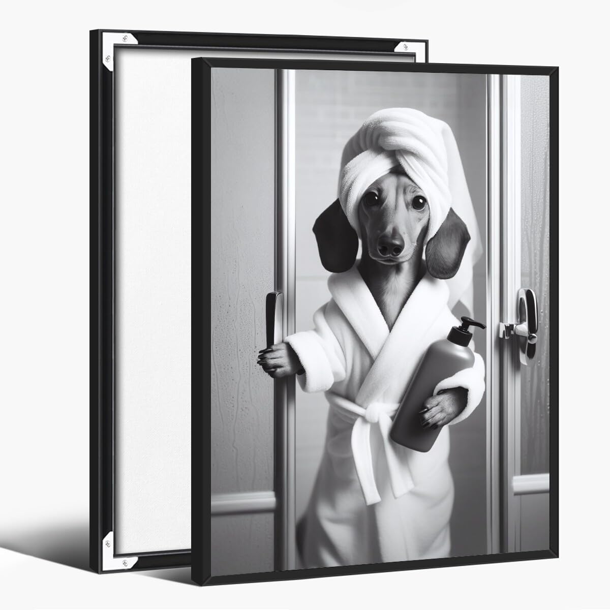 Póster Decorativo Para Pared, Divertido Perro Salchicha, Baño, Color Negro, 40 X 60 Cm - Venta Internacional.