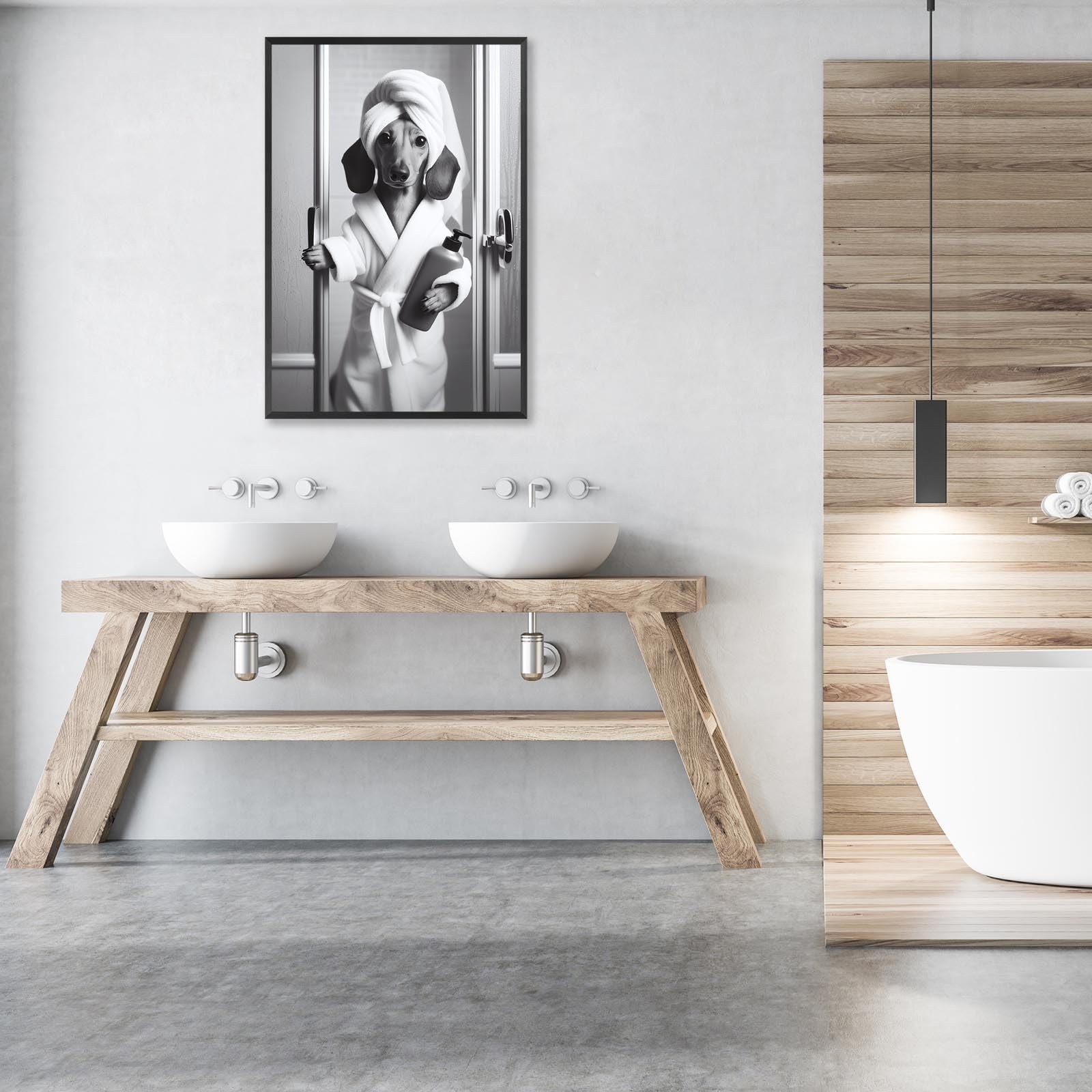 Foto 5 | Póster Decorativo Para Pared, Divertido Perro Salchicha, Baño, Color Negro, 40 X 60 Cm - Venta Internacional.