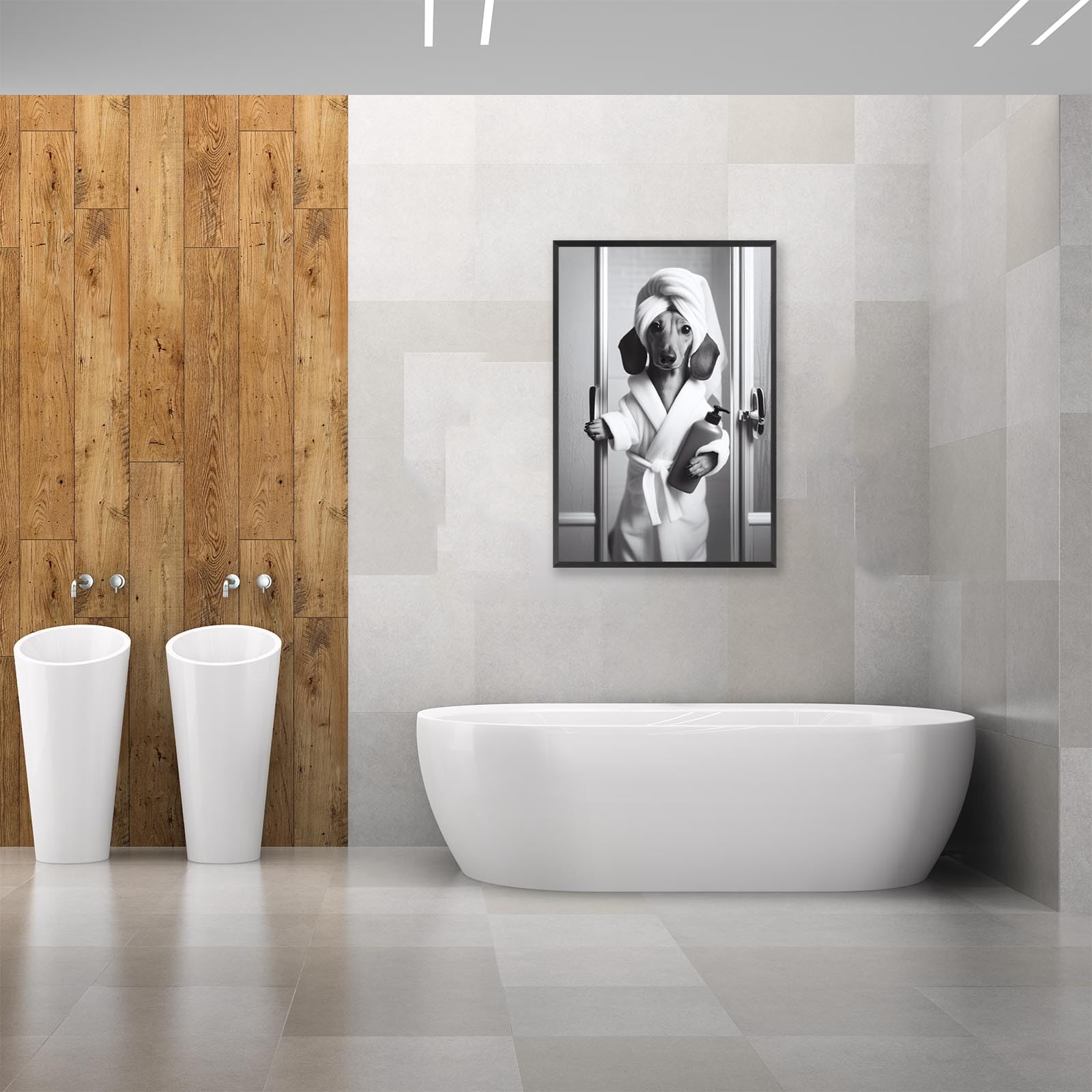 Foto 8 pulgar | Póster Decorativo Para Pared, Divertido Perro Salchicha, Baño, Color Negro, 40 X 60 Cm - Venta Internacional.