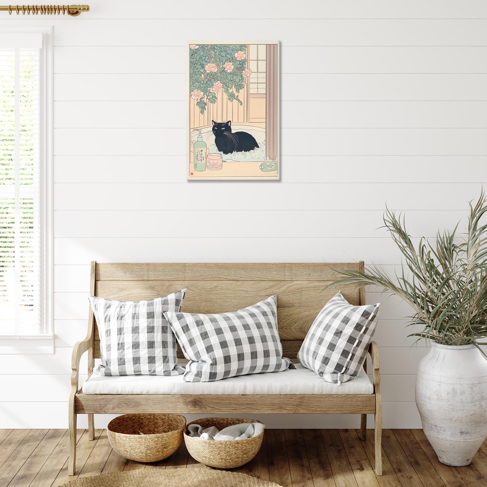 Foto 4 pulgar | Lienzo De Pared Japonés Con Forma De Gato Negro, 40 X 60 Cm, Decoración De Baño - Venta Internacional.
