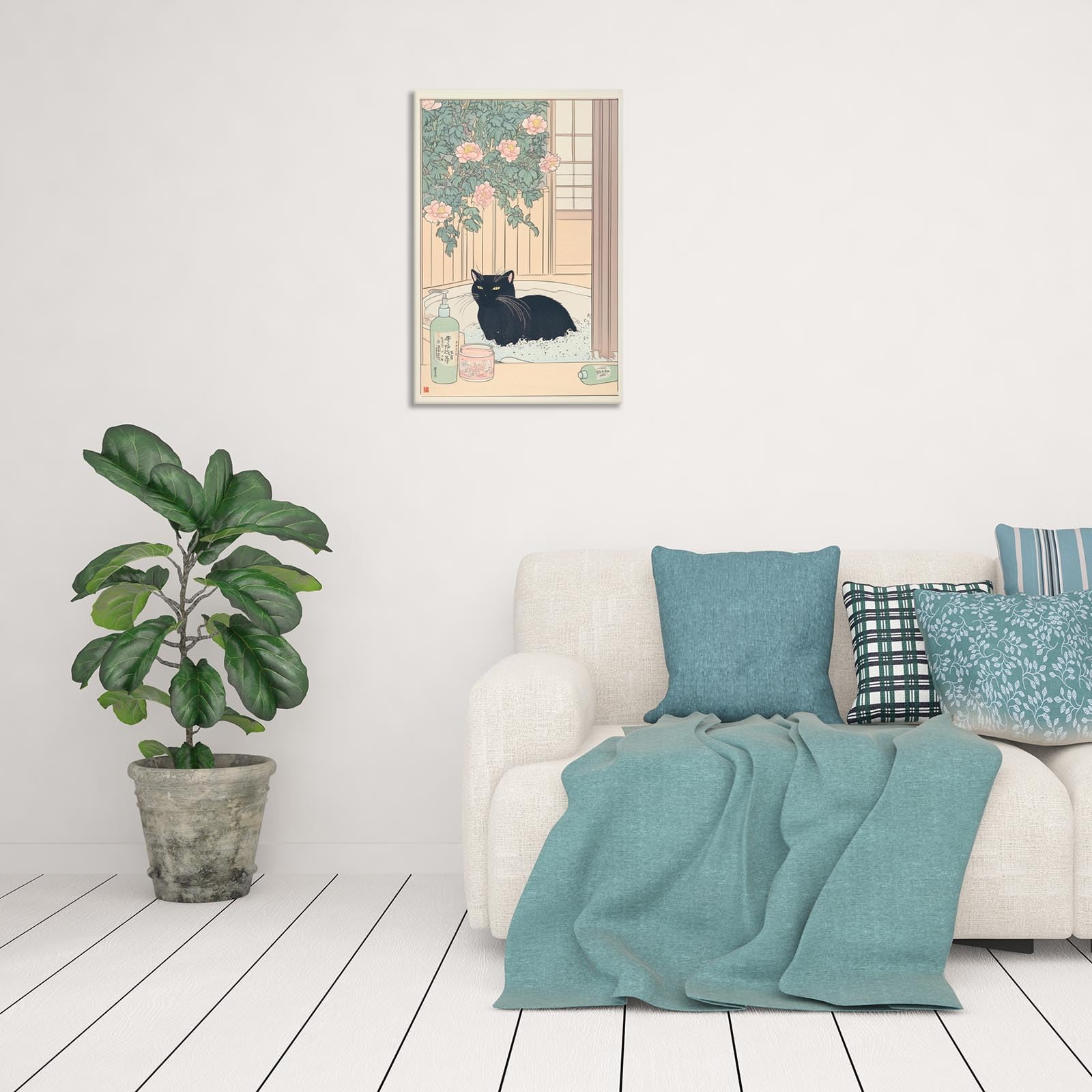 Foto 5 pulgar | Lienzo De Pared Japonés Con Forma De Gato Negro, 40 X 60 Cm, Decoración De Baño - Venta Internacional.