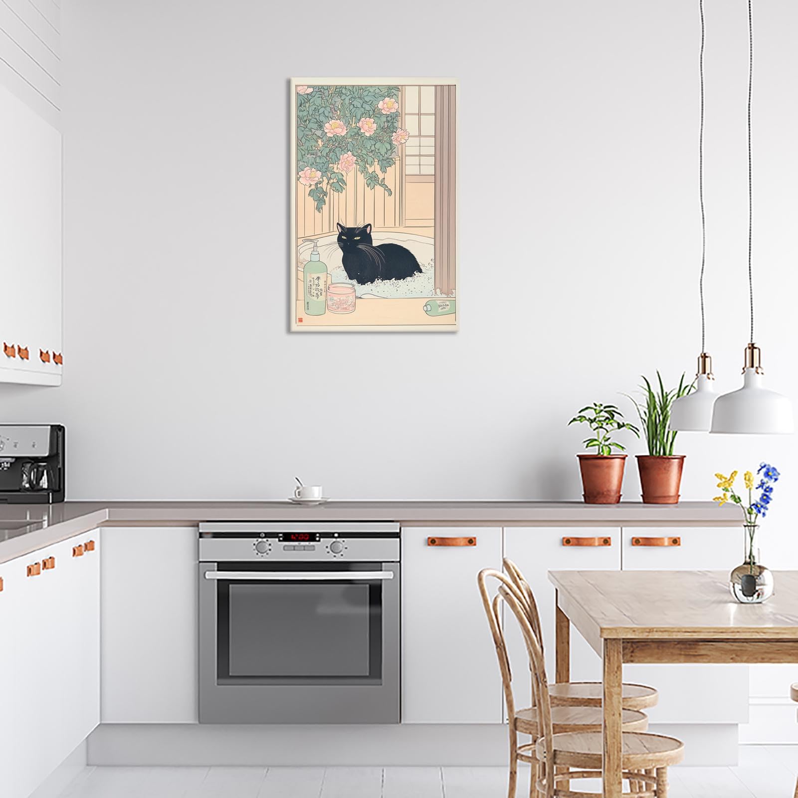 Foto 7 pulgar | Lienzo De Pared Japonés Con Forma De Gato Negro, 40 X 60 Cm, Decoración De Baño - Venta Internacional.
