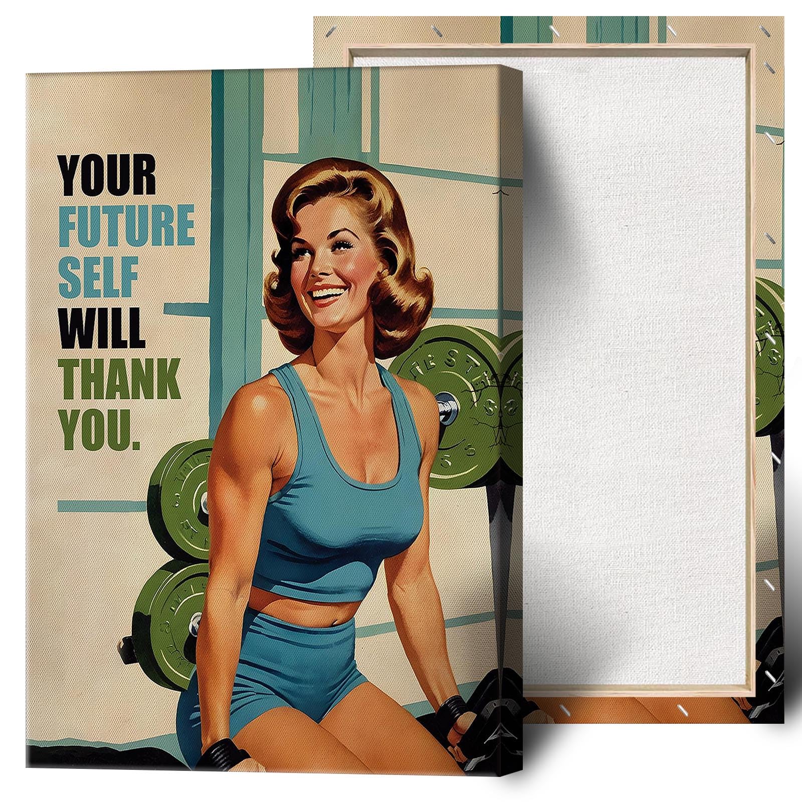 Pósteres De Lienzo Retro Para Gimnasio, Niña, Ejercicio, Pared, 40 X 60 Cm - Venta Internacional.