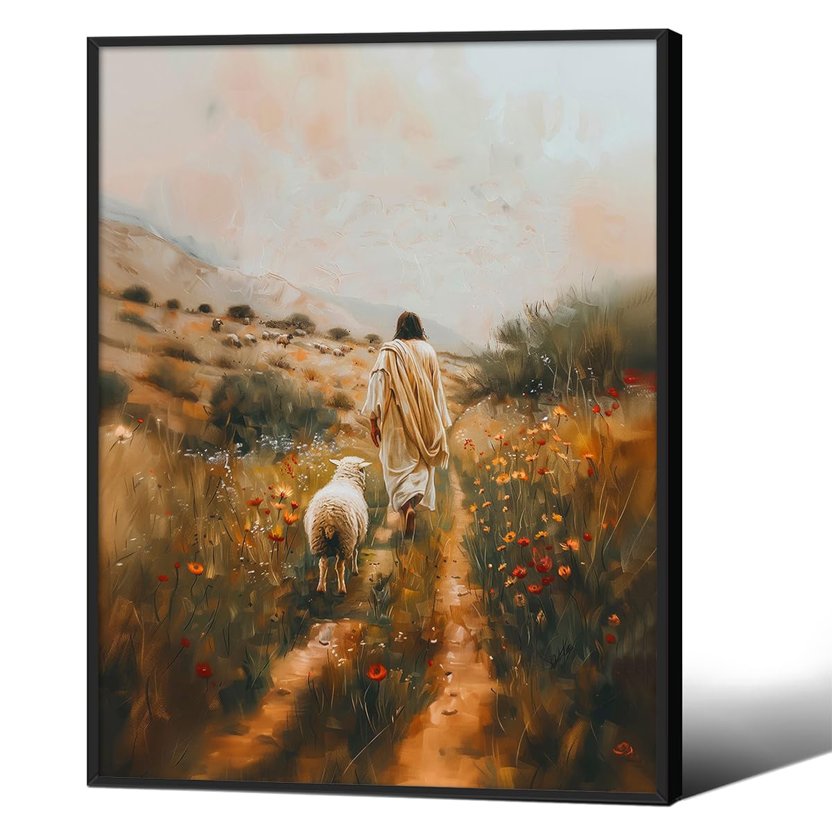 Lienzo Decorativo Jesús Deja A Los 99 Religiosos, 30 X 40 Cm - Venta Internacional.