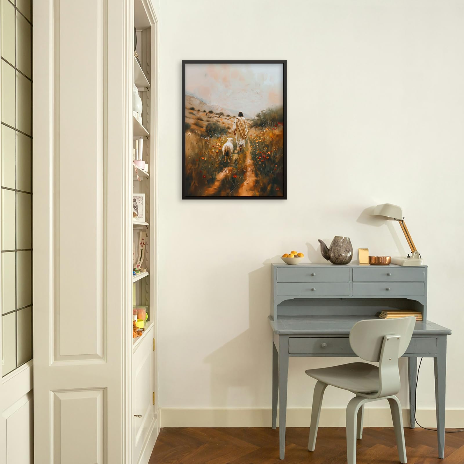 Foto 5 | Lienzo Decorativo Jesús Deja A Los 99 Religiosos, 30 X 40 Cm - Venta Internacional.
