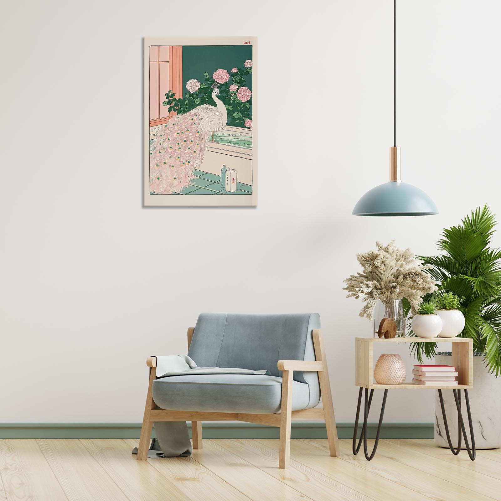 Foto 4 pulgar | Lienzo Decorativo De Pared Con Pavo Real Albino Para Baño Japonés, 40 X 60 Cm - Venta Internacional.
