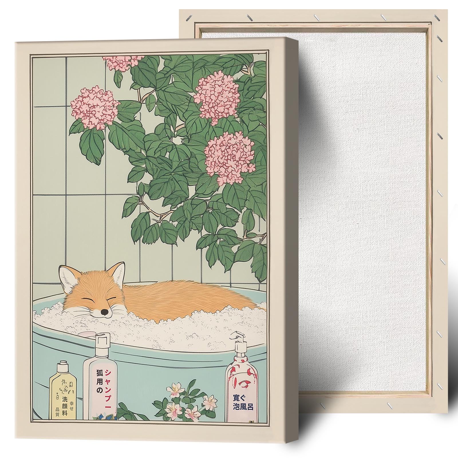 Foto 2 pulgar | Lámina De Pared Con Diseño De Zorro Japonés Para Baño, 40 X 60 Cm, Enmarcado - Venta Internacional.
