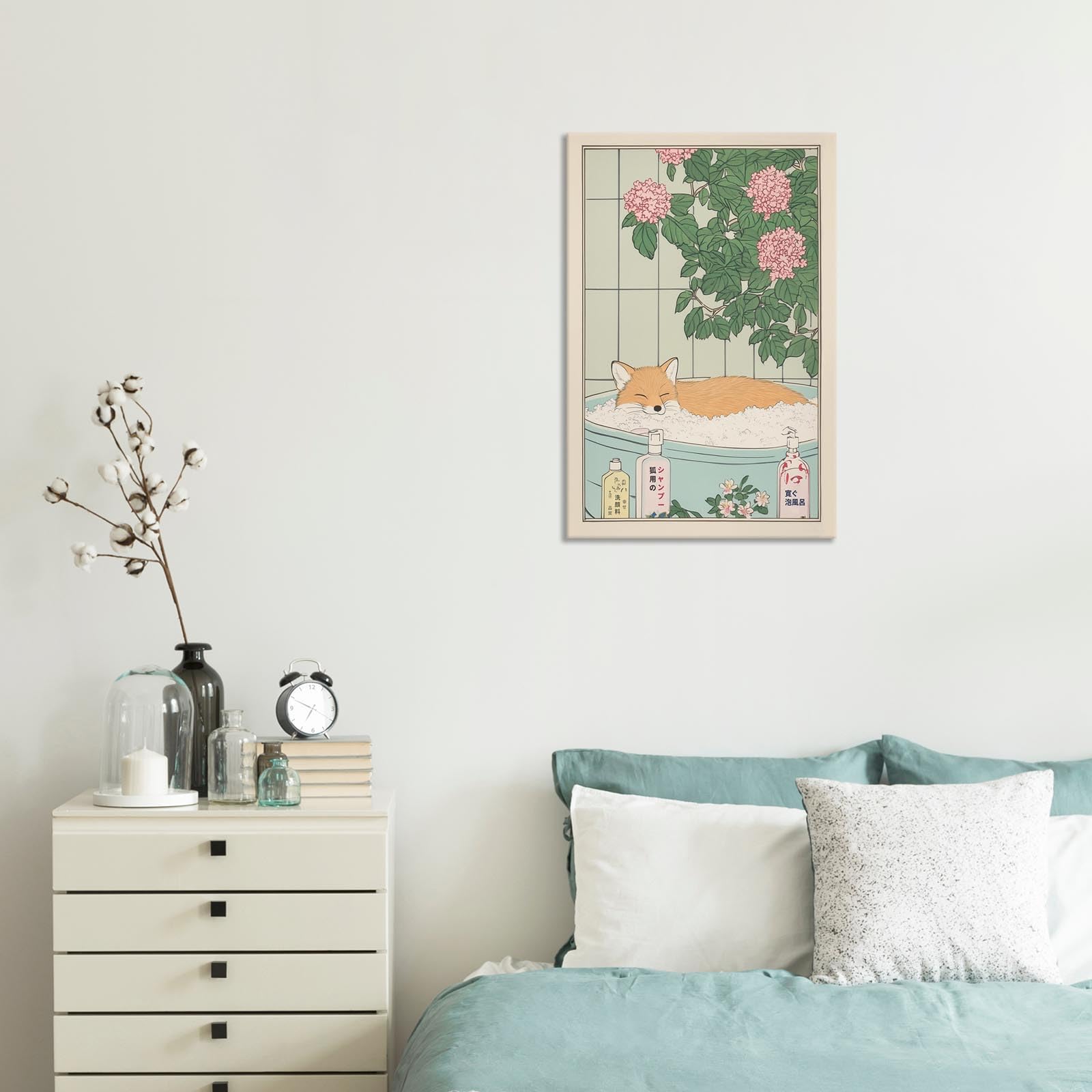 Foto 5 pulgar | Lámina De Pared Con Diseño De Zorro Japonés Para Baño, 40 X 60 Cm, Enmarcado - Venta Internacional.