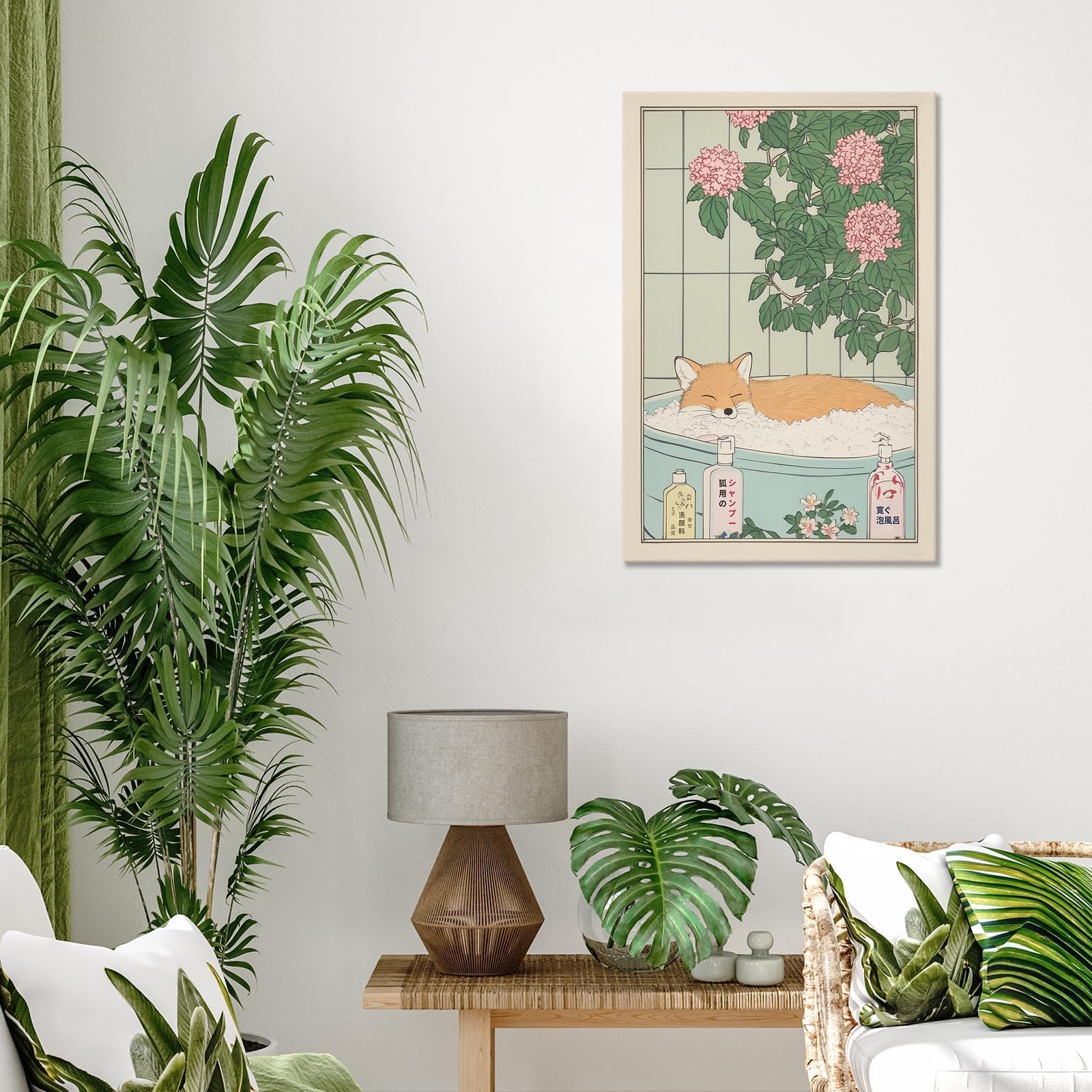 Foto 6 pulgar | Lámina De Pared Con Diseño De Zorro Japonés Para Baño, 40 X 60 Cm, Enmarcado - Venta Internacional.