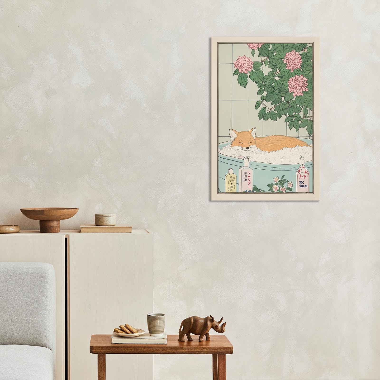 Foto 8 pulgar | Lámina De Pared Con Diseño De Zorro Japonés Para Baño, 40 X 60 Cm, Enmarcado - Venta Internacional.