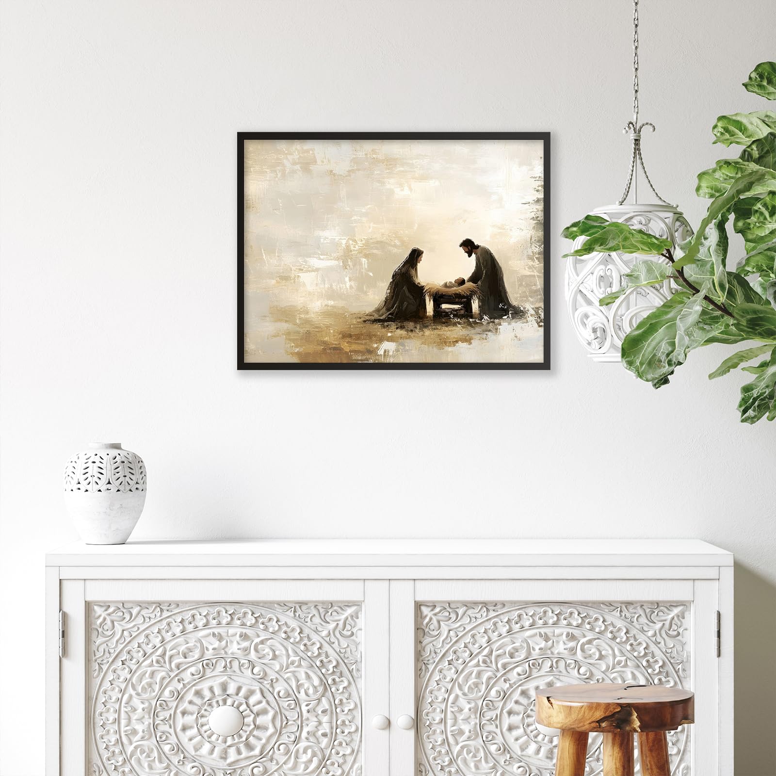 Foto 4 pulgar | Póster Vintage Con Escena De La Natividad De Jesús, 30 X 40 Cm, Enmarcado En Negro - Venta Internacional.