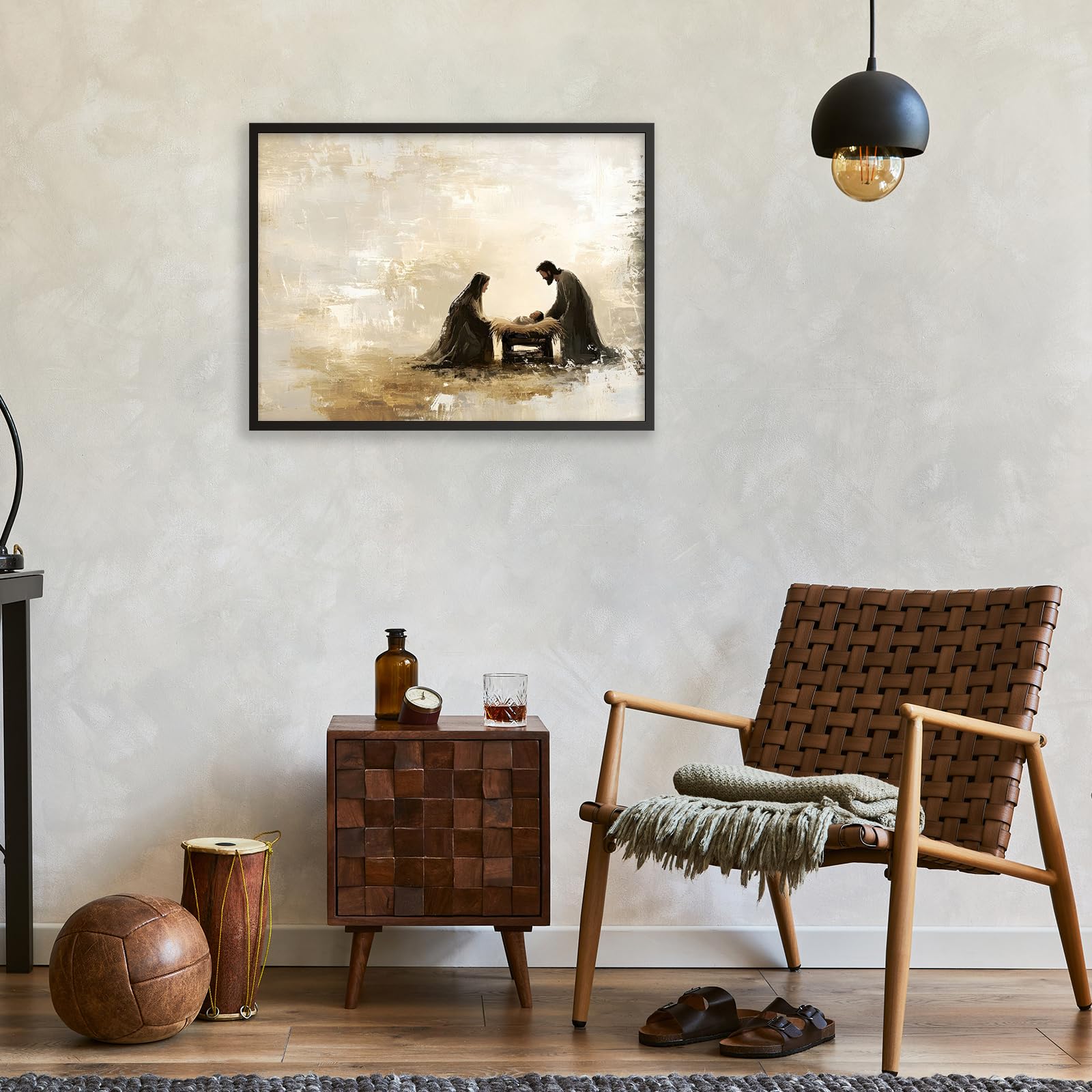Foto 5 pulgar | Póster Vintage Con Escena De La Natividad De Jesús, 30 X 40 Cm, Enmarcado En Negro - Venta Internacional.