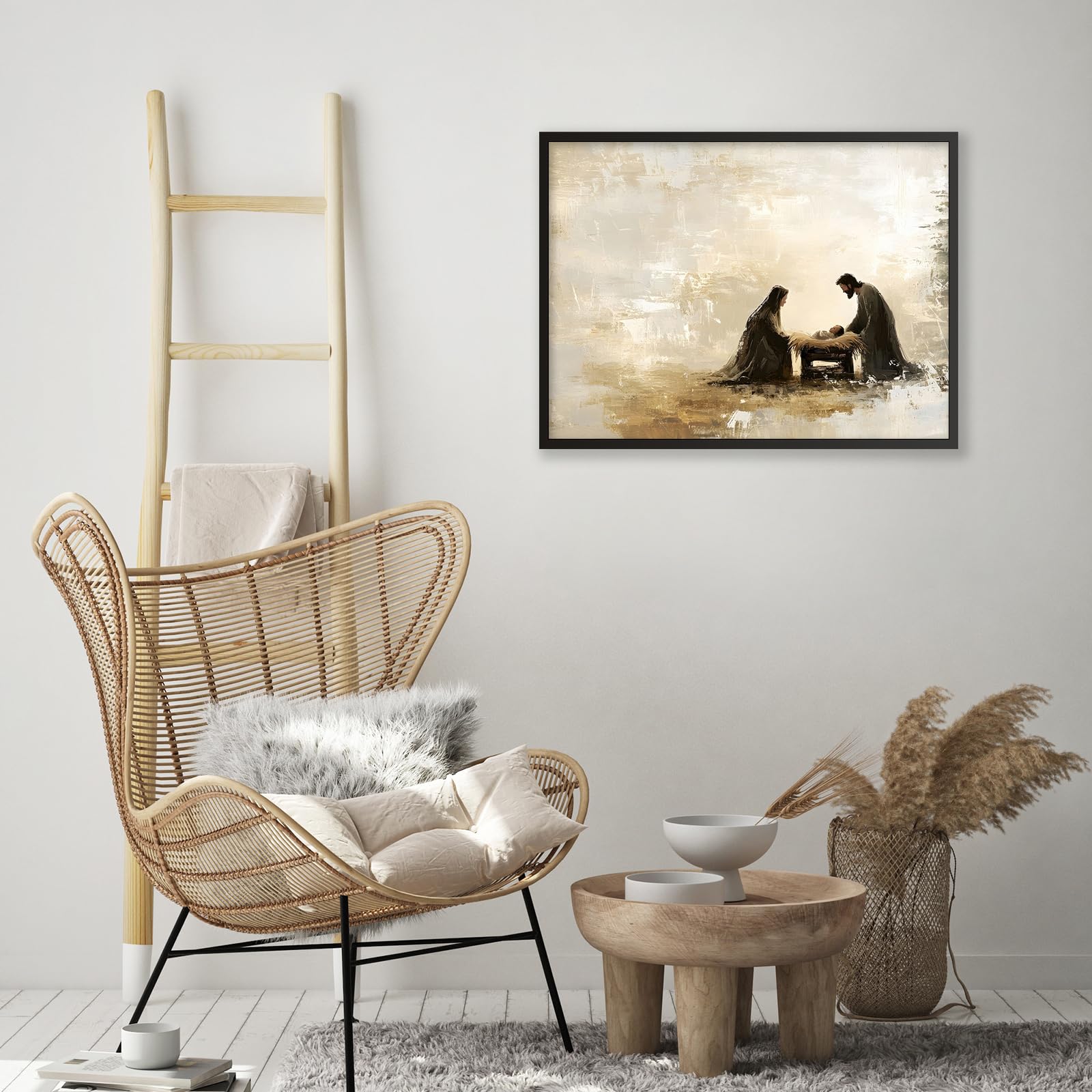 Foto 6 pulgar | Póster Vintage Con Escena De La Natividad De Jesús, 30 X 40 Cm, Enmarcado En Negro - Venta Internacional.
