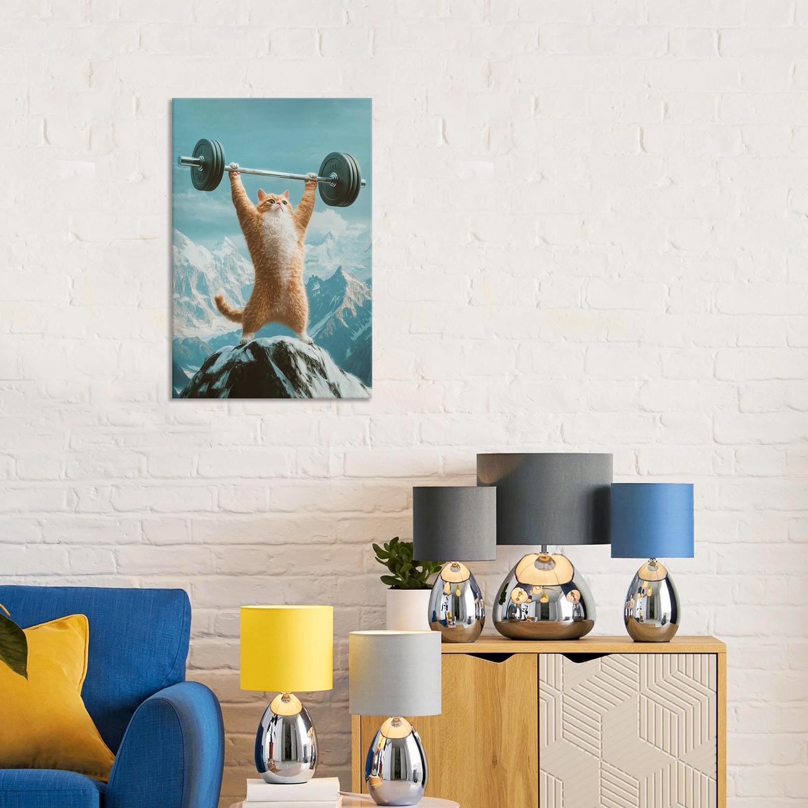 Foto 4 pulgar | Arte De Pared Divertido Con Forma De Gato Para Levantamiento De Pesas, Gimnasio, Motivacional, 40 X 60 Cm - Vent