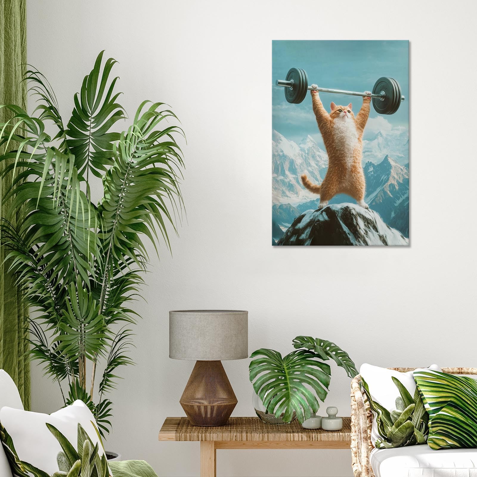 Foto 6 pulgar | Arte De Pared Divertido Con Forma De Gato Para Levantamiento De Pesas, Gimnasio, Motivacional, 40 X 60 Cm - Vent