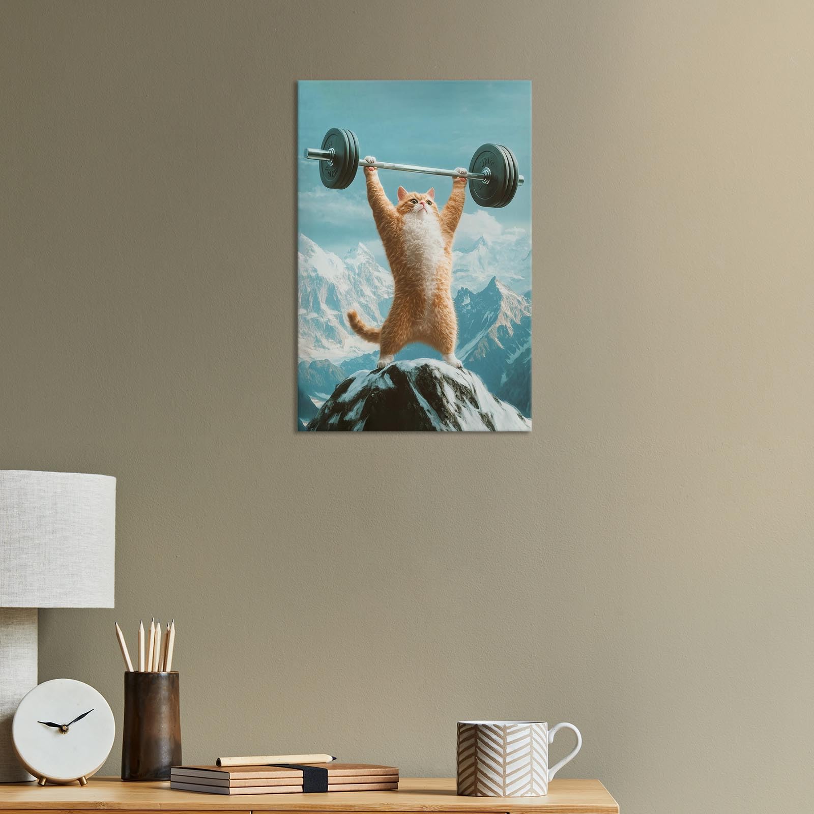 Foto 7 pulgar | Arte De Pared Divertido Con Forma De Gato Para Levantamiento De Pesas, Gimnasio, Motivacional, 40 X 60 Cm - Vent