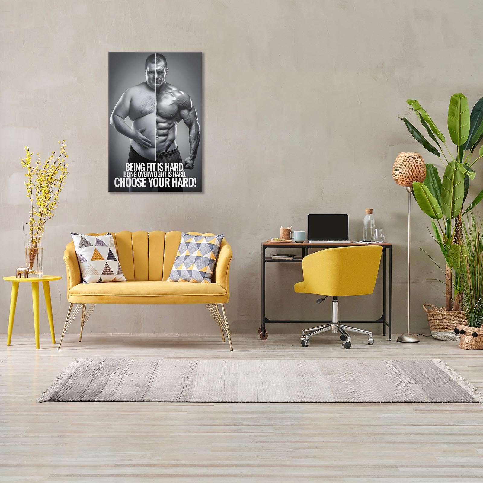Foto 6 pulgar | Pósteres En Lienzo Sobre Hombre Blanco Y Negro, Arte Motivacional Y Fitness - Venta Internacional.