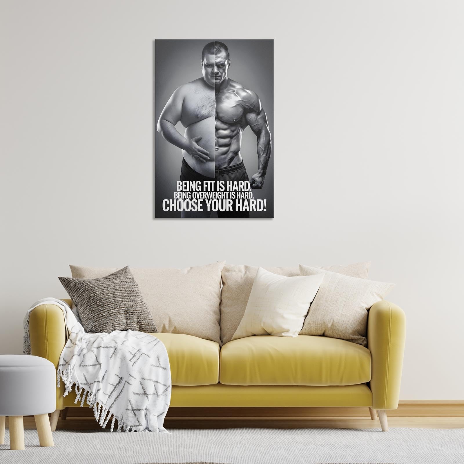 Foto 6 | Pósteres En Lienzo Sobre Hombre Blanco Y Negro, Arte Motivacional Y Fitness - Venta Internacional.