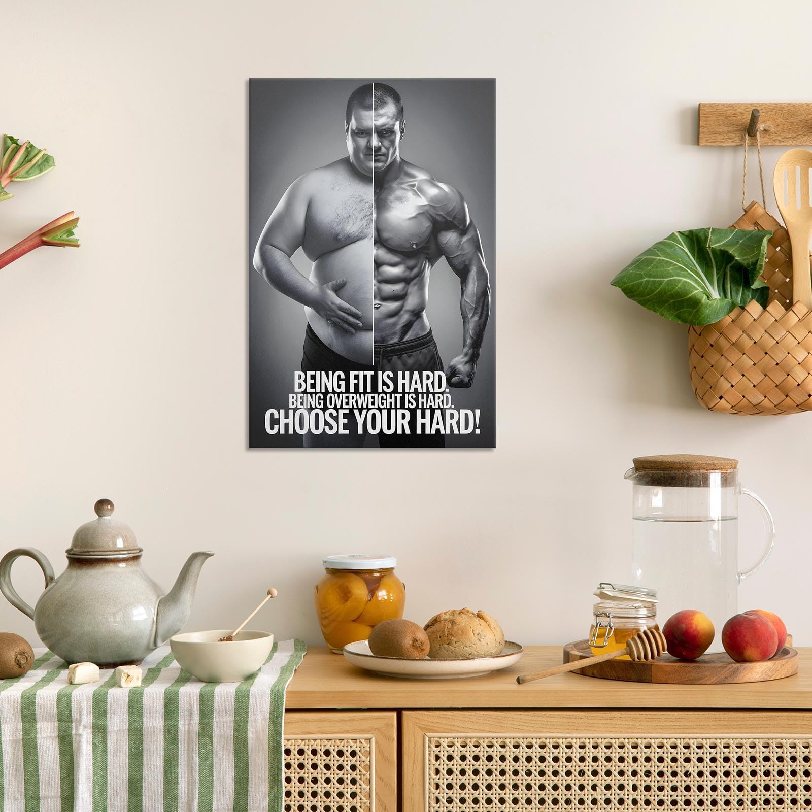 Foto 8 pulgar | Pósteres En Lienzo Sobre Hombre Blanco Y Negro, Arte Motivacional Y Fitness - Venta Internacional.