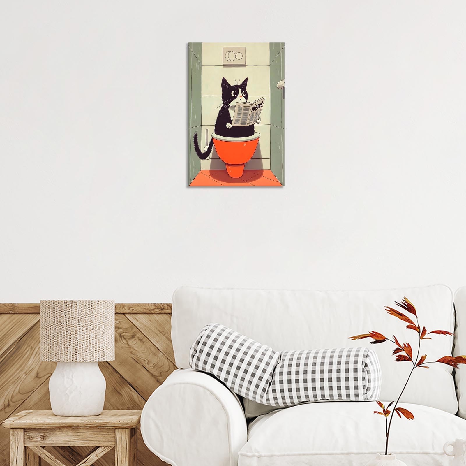 Foto 6 pulgar | Póster Sobre Lienzo Divertido Para Baño, Diseño De Gato Negro, 40 X 60 Cm - Venta Internacional.