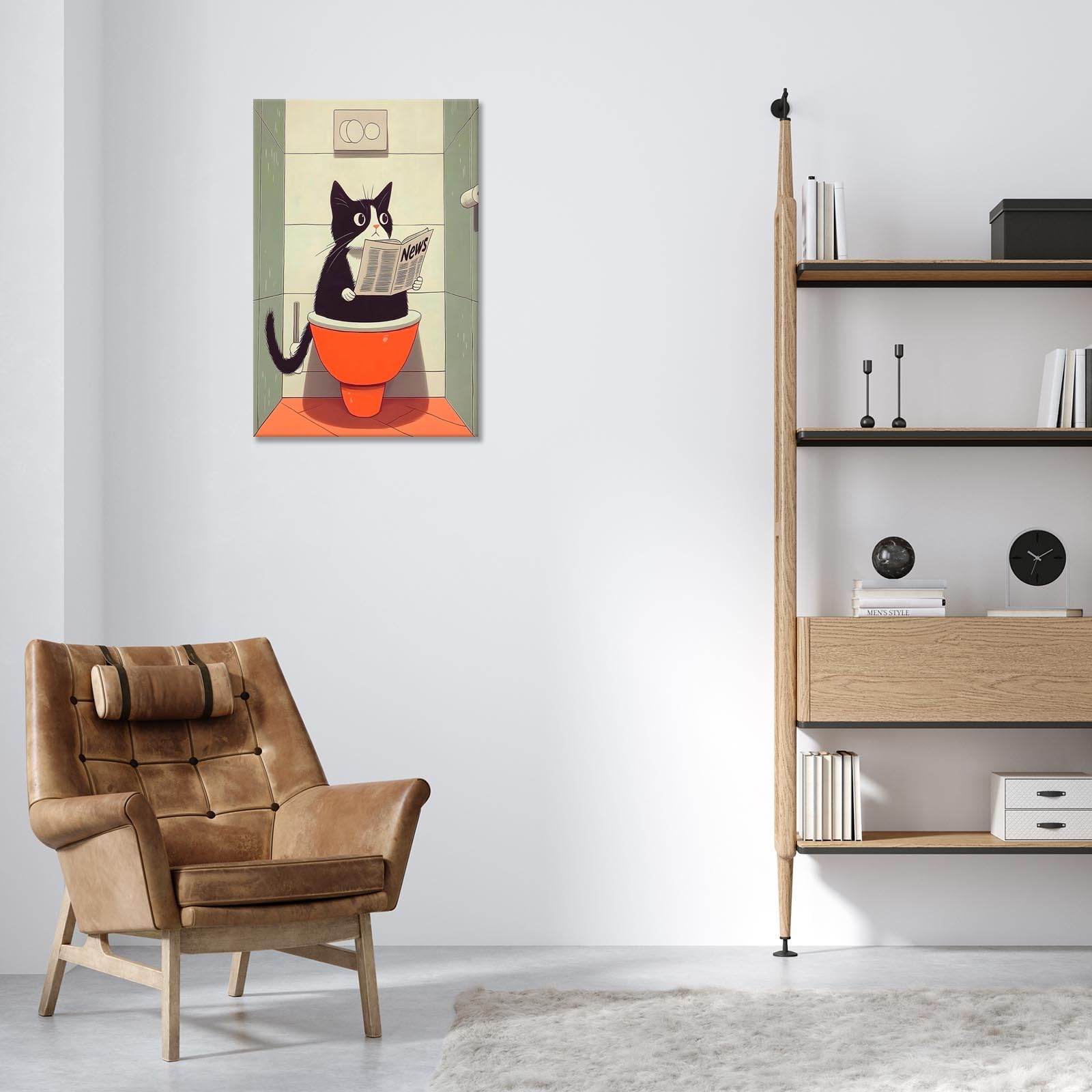 Foto 7 pulgar | Póster Sobre Lienzo Divertido Para Baño, Diseño De Gato Negro, 40 X 60 Cm - Venta Internacional.