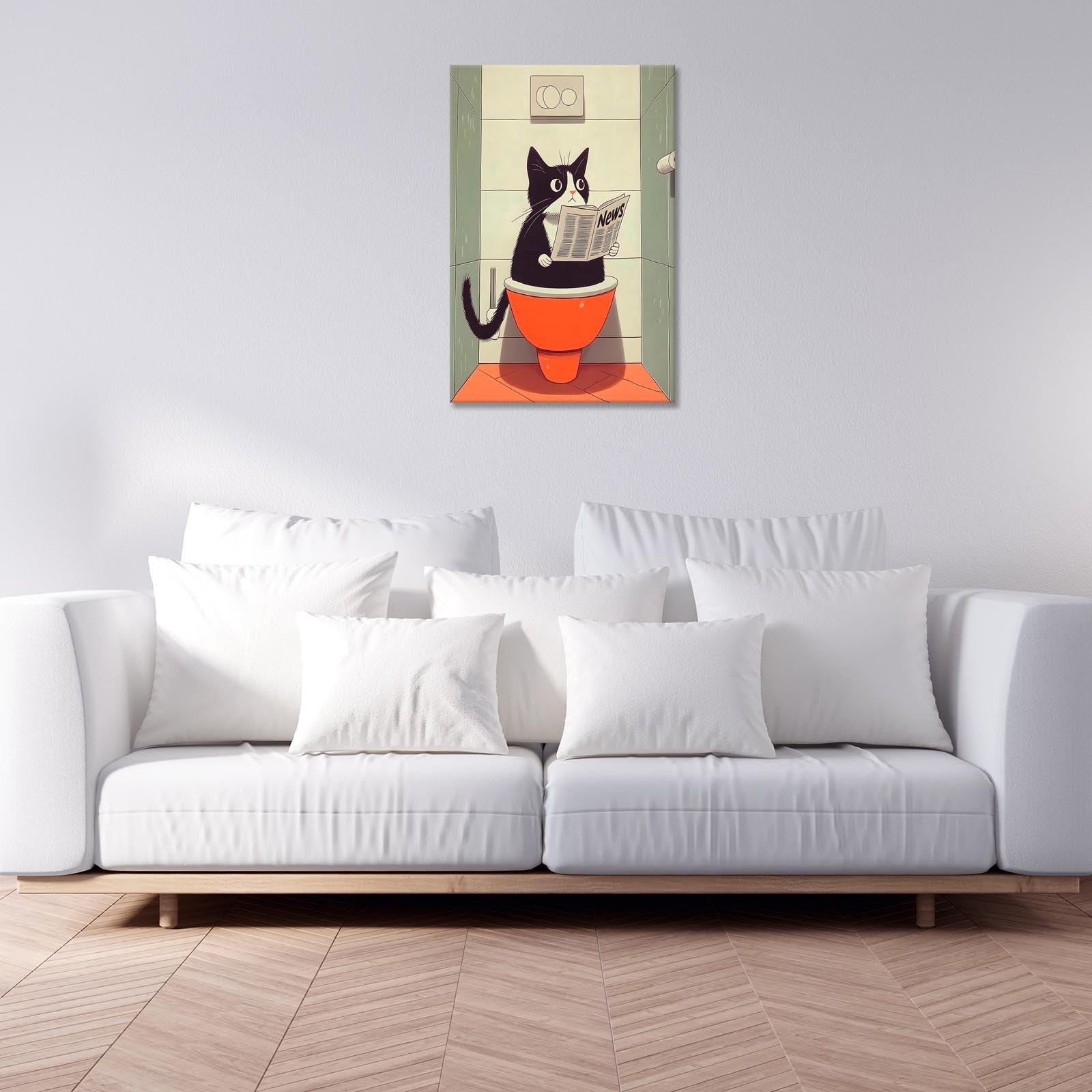 Foto 8 pulgar | Póster Sobre Lienzo Divertido Para Baño, Diseño De Gato Negro, 40 X 60 Cm - Venta Internacional.