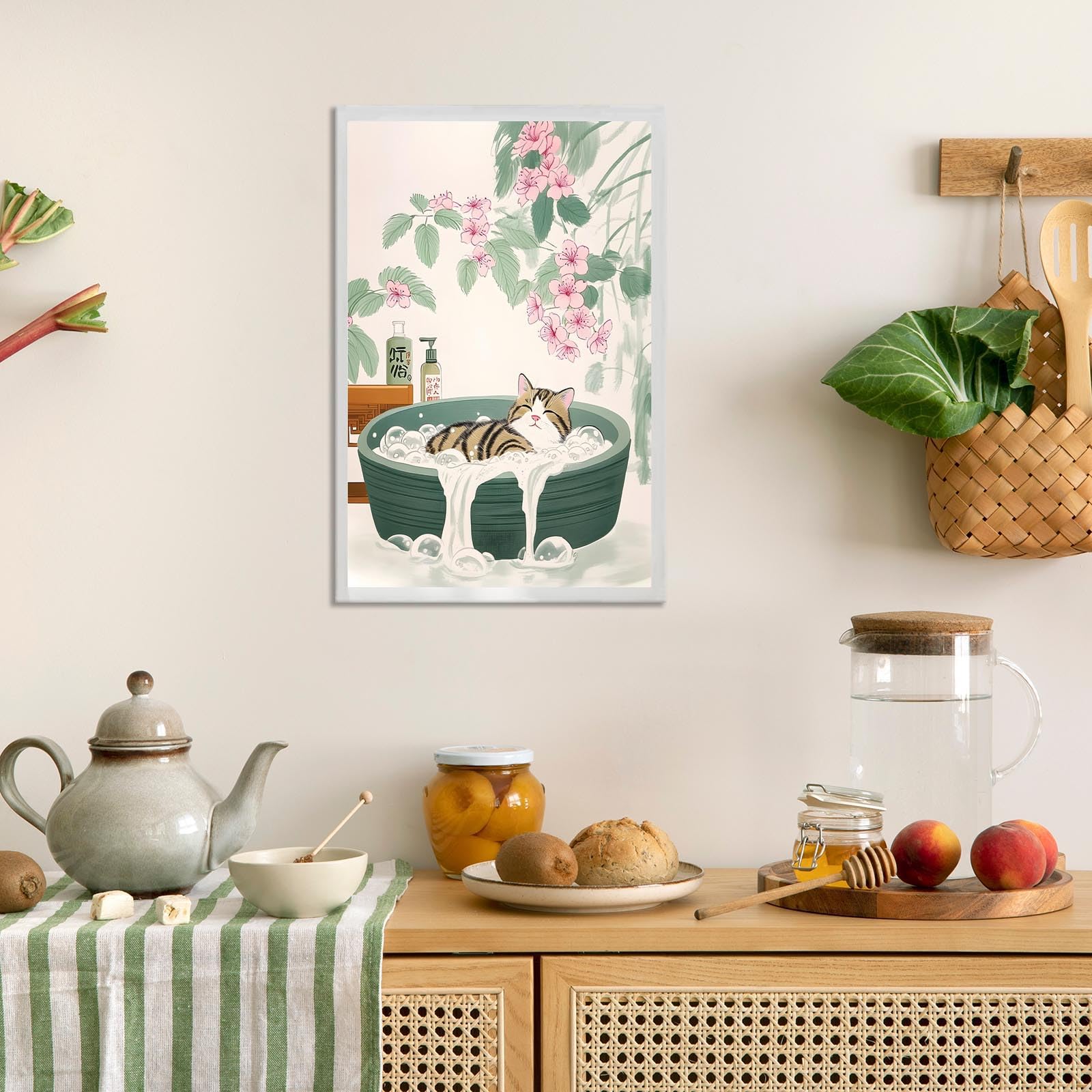 Foto 8 pulgar | Pósteres En Lienzo Japoneses Para Bañera, Baño, Gato, Pared, 40 X 60 Cm - Venta Internacional.