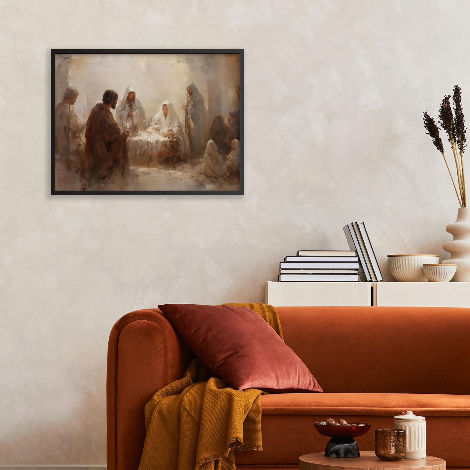 Foto 3 | Póster Vintage Con Escena De La Natividad De Jesús, 30 X 40 Cm, Enmarcado En Negro - Venta Internacional.