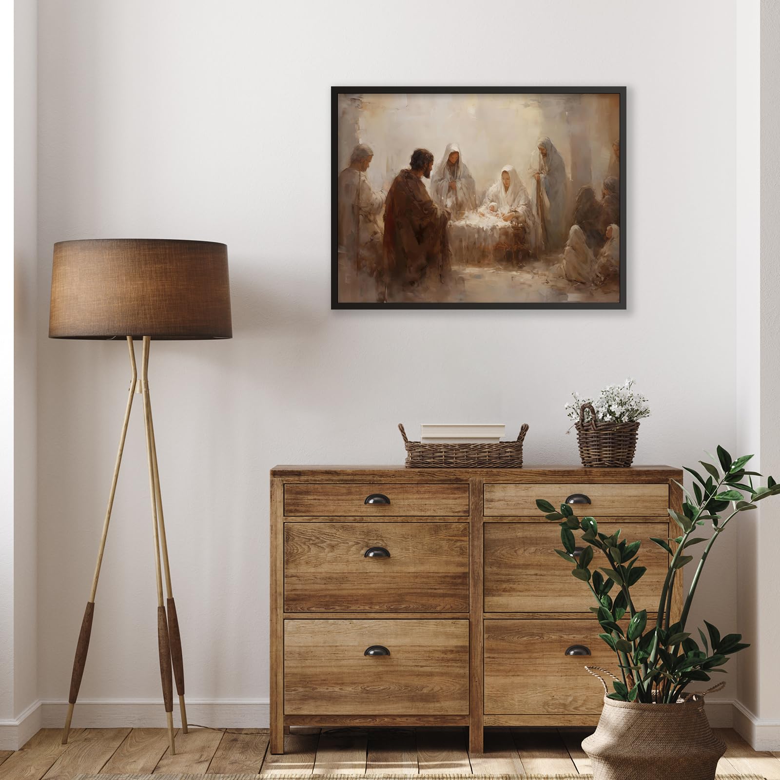 Foto 4 | Póster Vintage Con Escena De La Natividad De Jesús, 30 X 40 Cm, Enmarcado En Negro - Venta Internacional.
