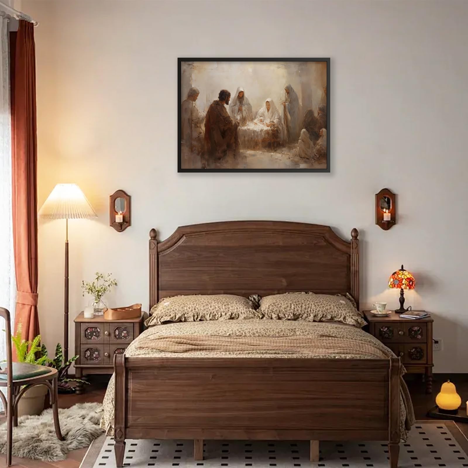 Foto 5 | Póster Vintage Con Escena De La Natividad De Jesús, 30 X 40 Cm, Enmarcado En Negro - Venta Internacional.