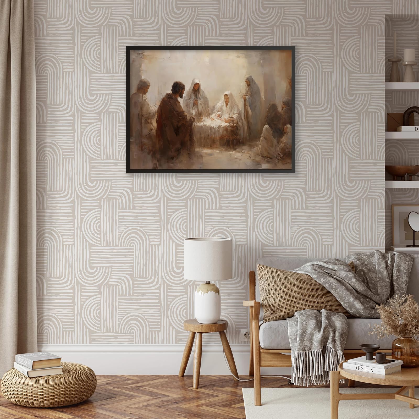 Foto 6 | Póster Vintage Con Escena De La Natividad De Jesús, 30 X 40 Cm, Enmarcado En Negro - Venta Internacional.