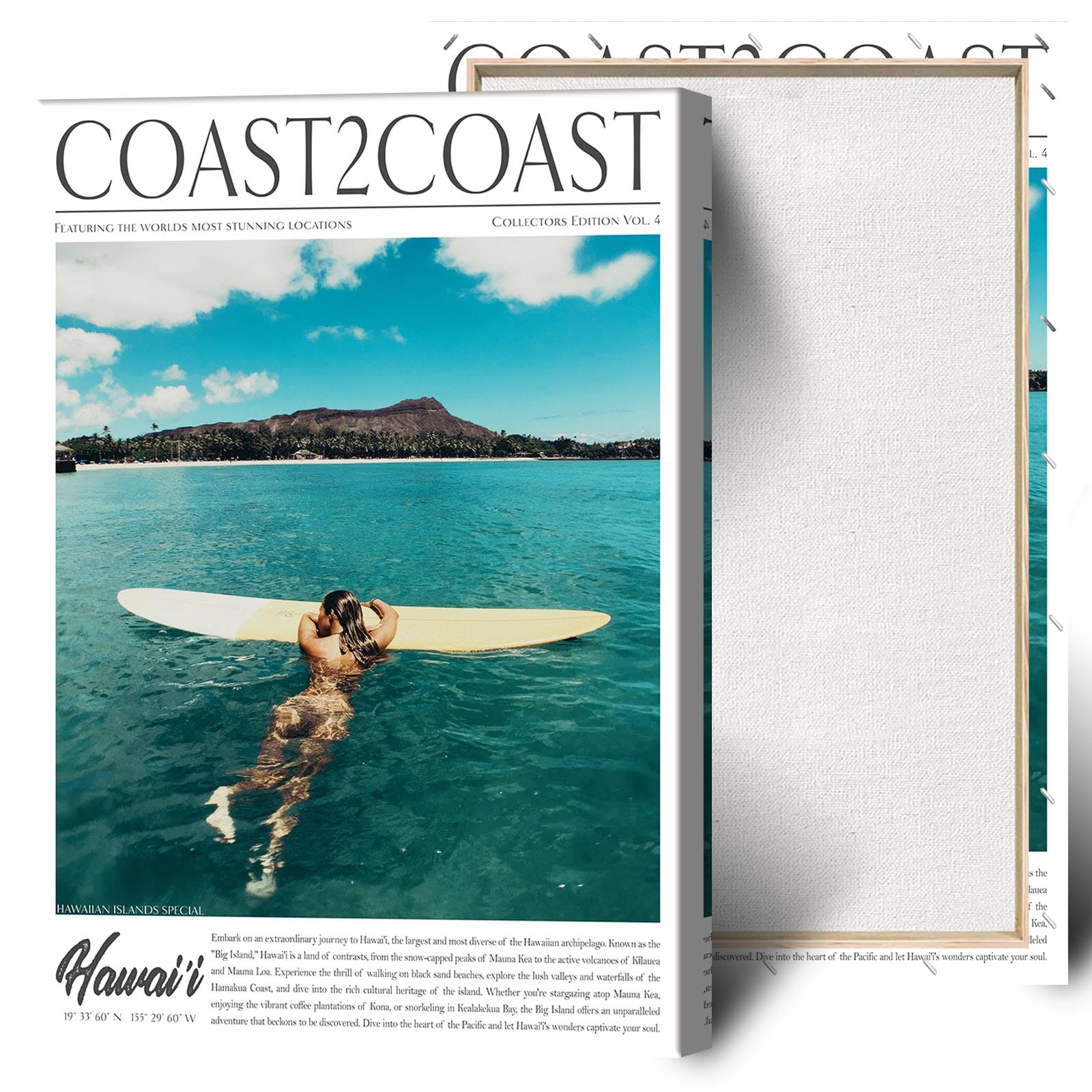 Foto 1 | Lienzo Para Pared, Pósters Vintage De Surf Costero, 40 X 60 Cm, Enmarcados - Venta Internacional.
