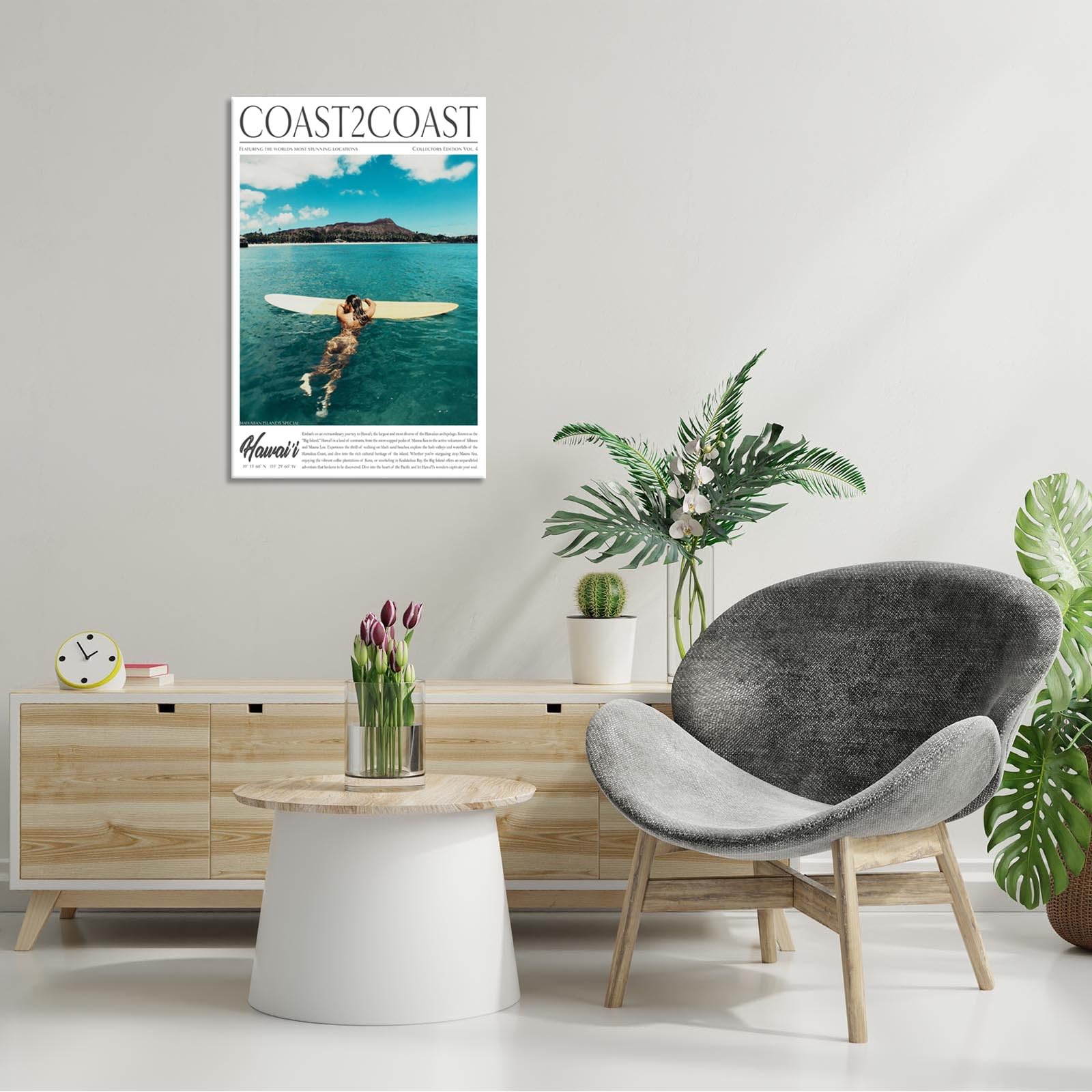 Foto 5 pulgar | Lienzo Para Pared, Pósters Vintage De Surf Costero, 40 X 60 Cm, Enmarcados - Venta Internacional.