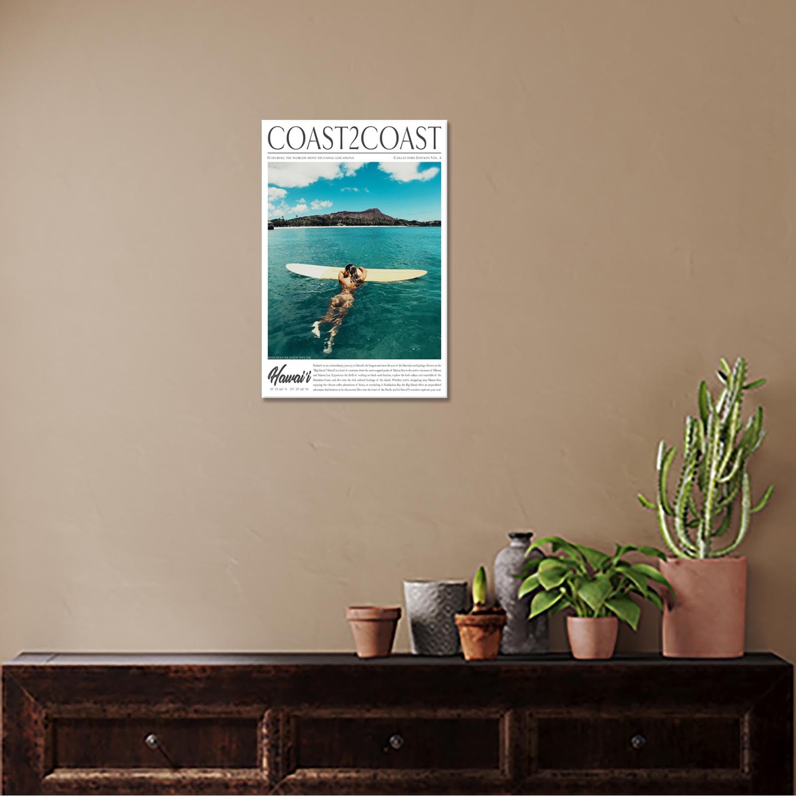 Foto 5 | Lienzo Para Pared, Pósters Vintage De Surf Costero, 40 X 60 Cm, Enmarcados - Venta Internacional.